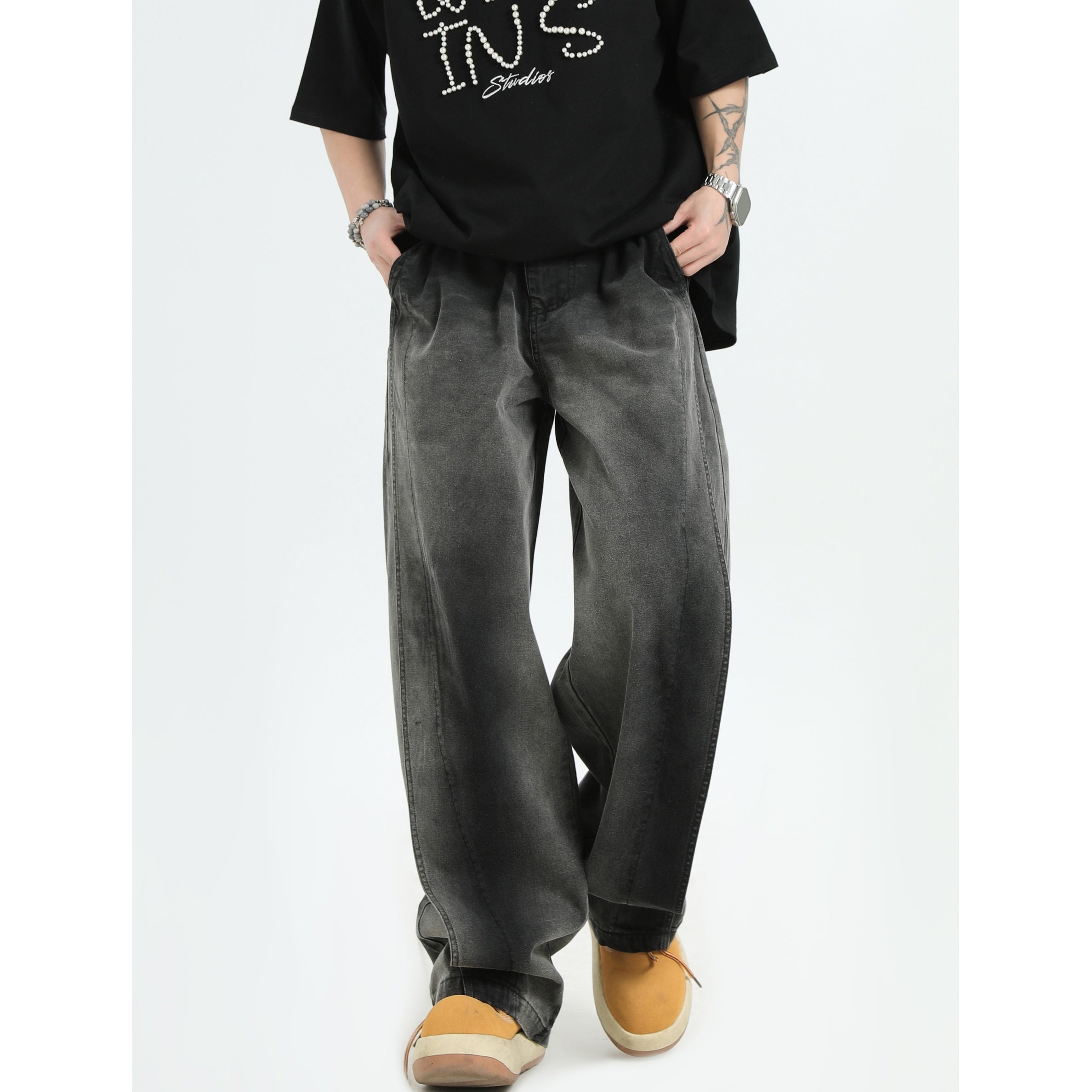 Gradient Smudge Wash Loose Jeans IN7058