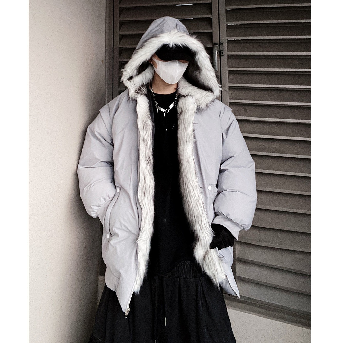 Fur Stitch Hooded Padded Jacket UU7022