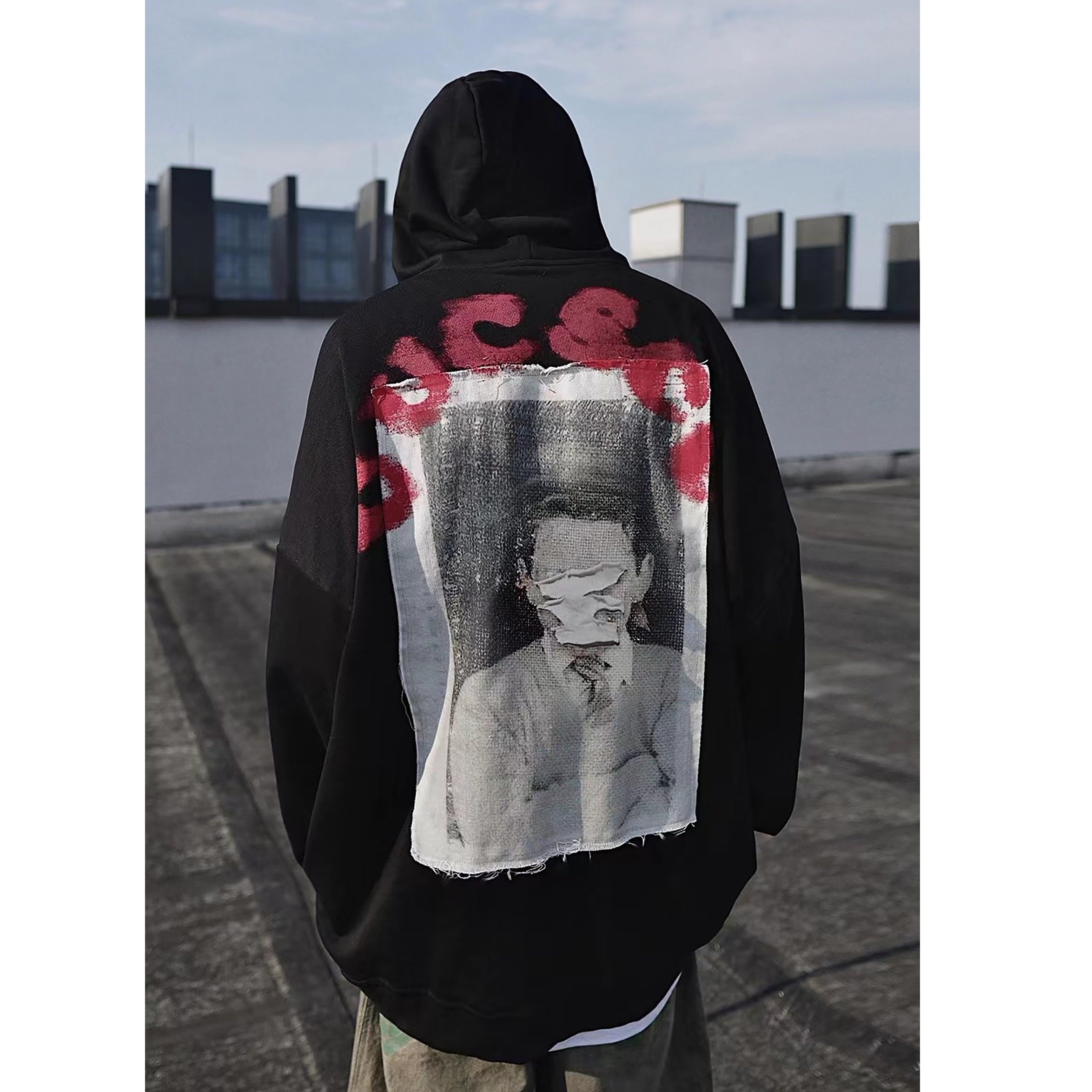 Oversize Street Back Patch Hoodie UU7010