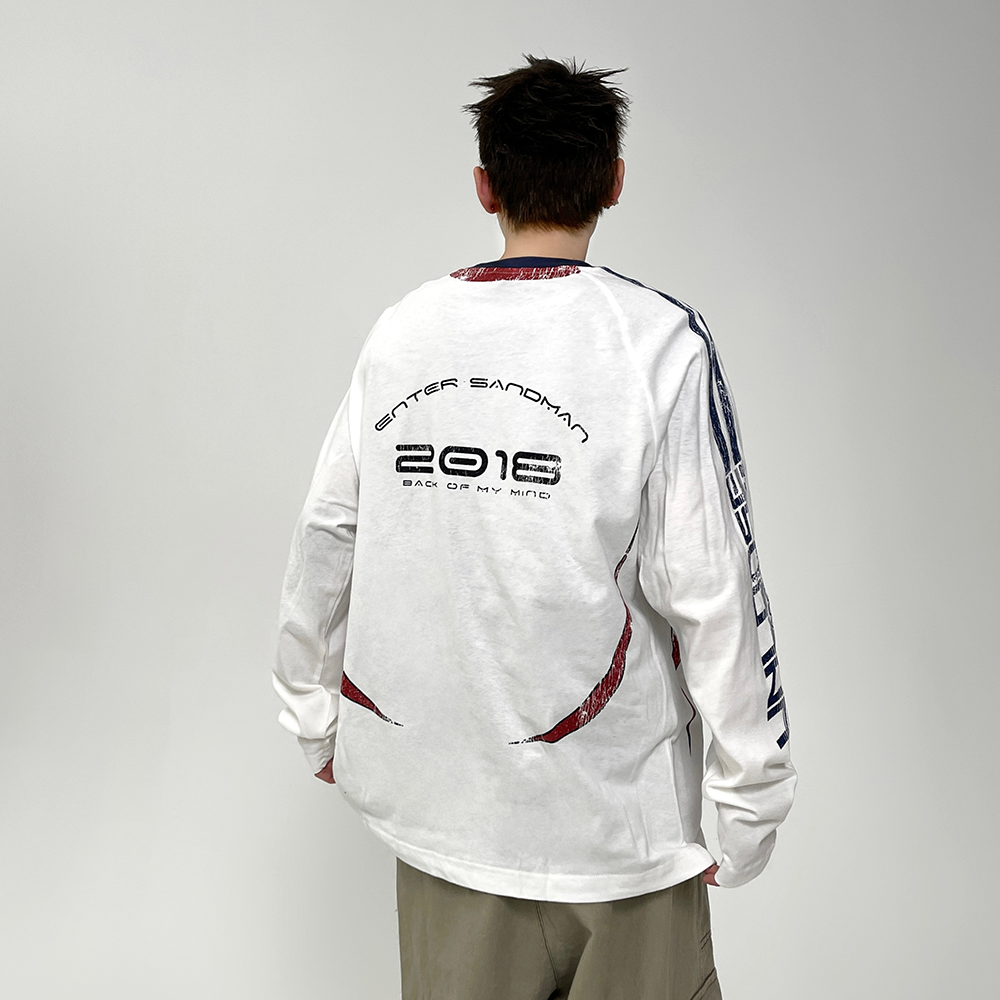 Stitching Contrasting Print Long Sleeve T-shirt EAT082