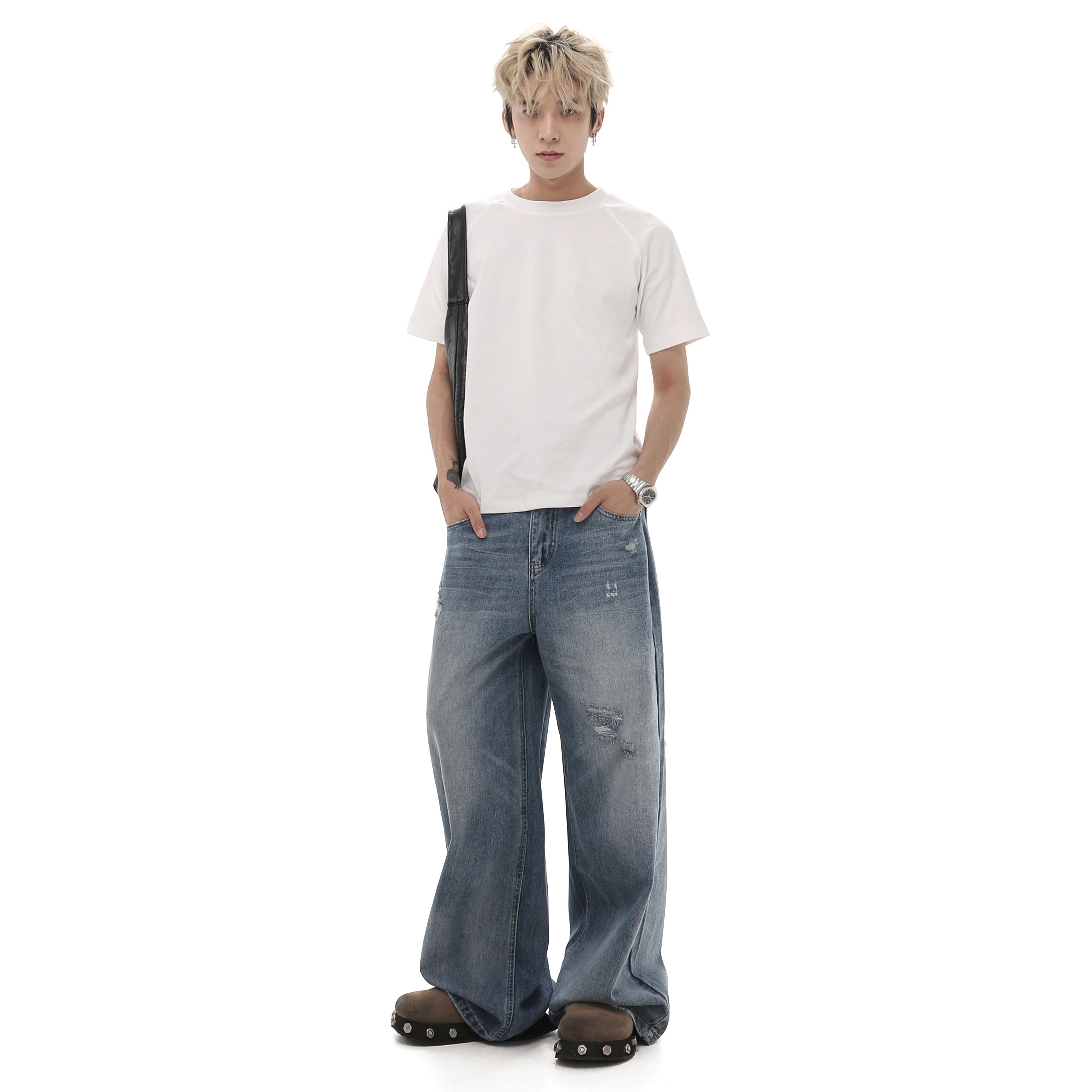 Vintage Distressed Frayed Wash Jeans GB7011