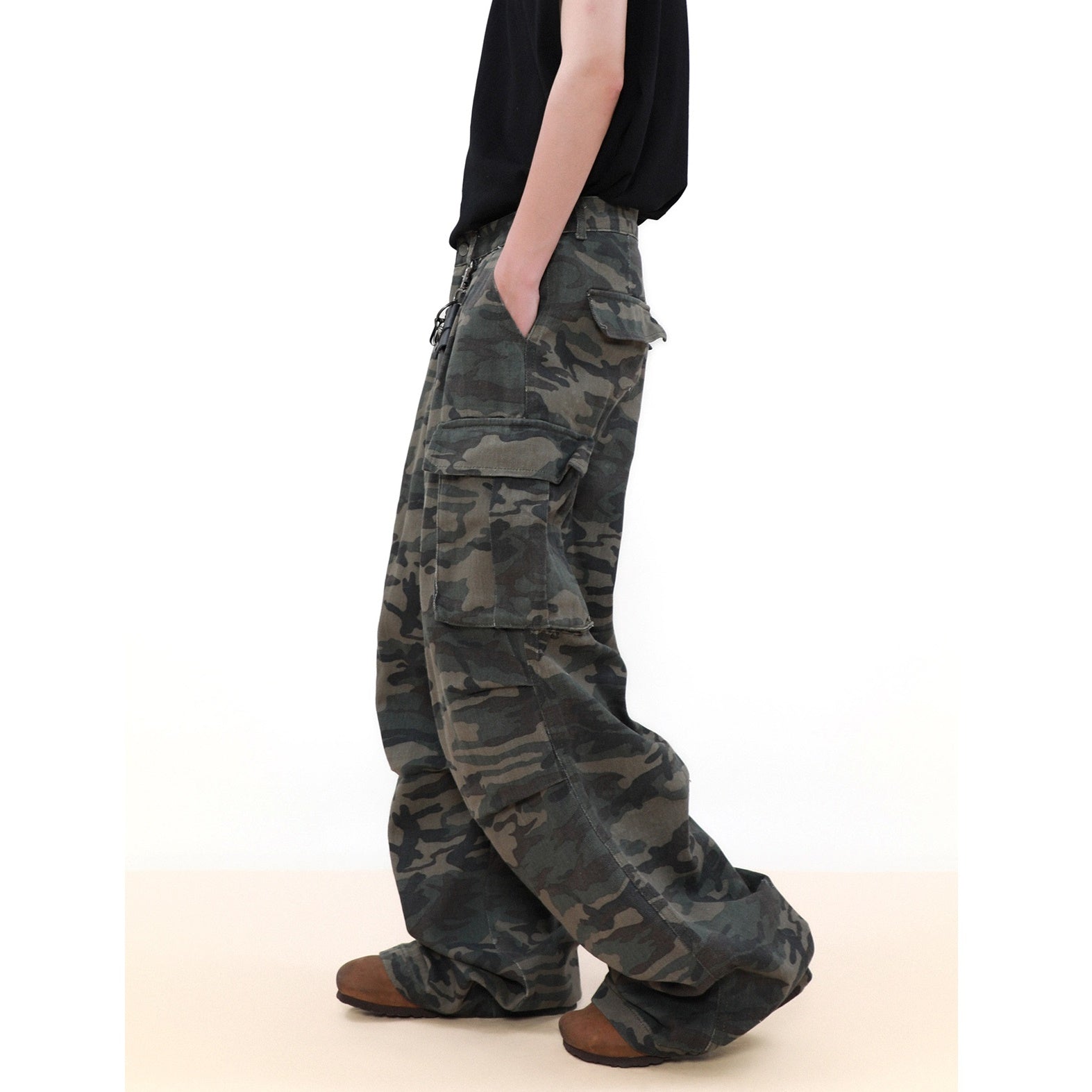 Wide-leg Straight Camouflage Cargo Pants MB7042