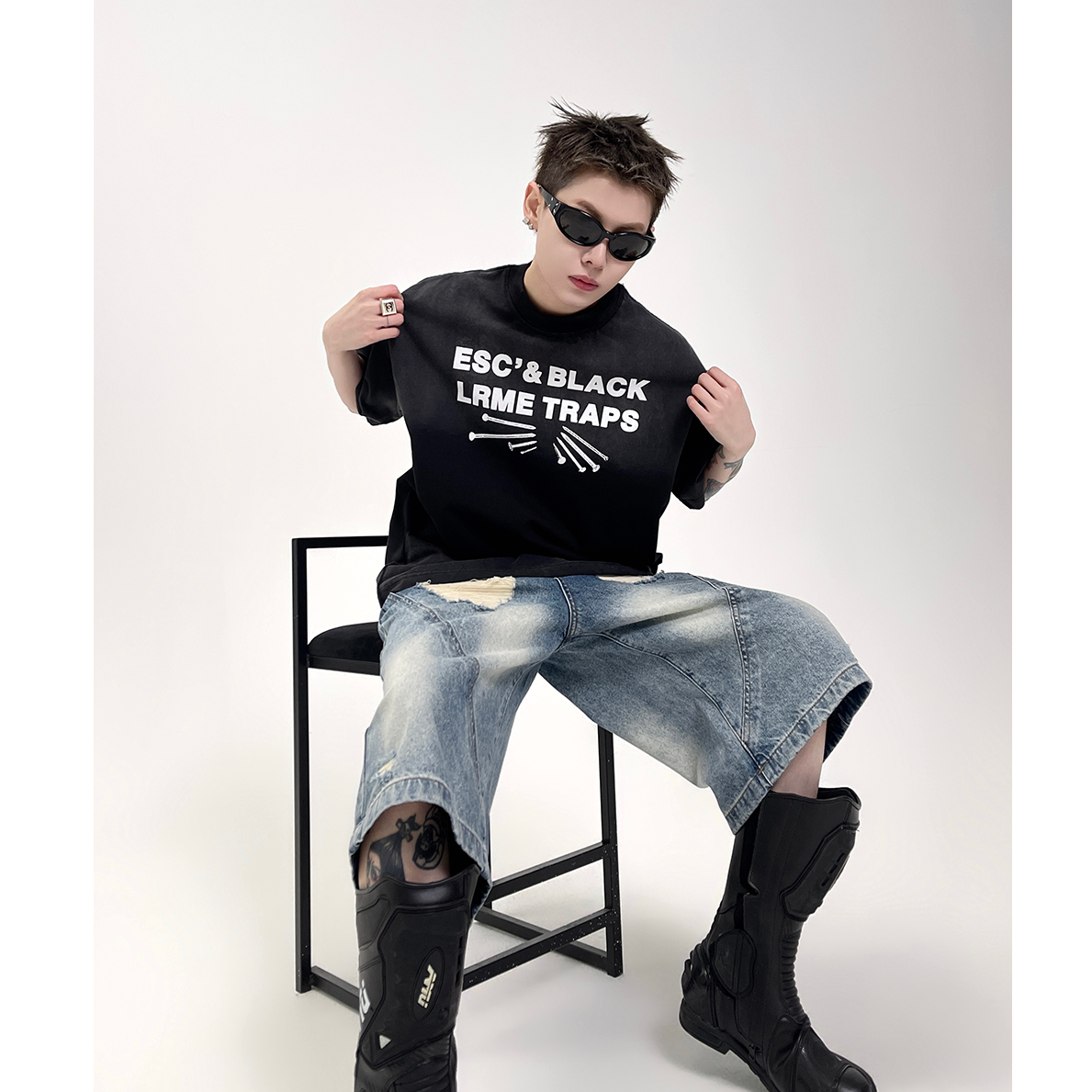 Tie-dye Gradient Letter Print T-shirt EAT091