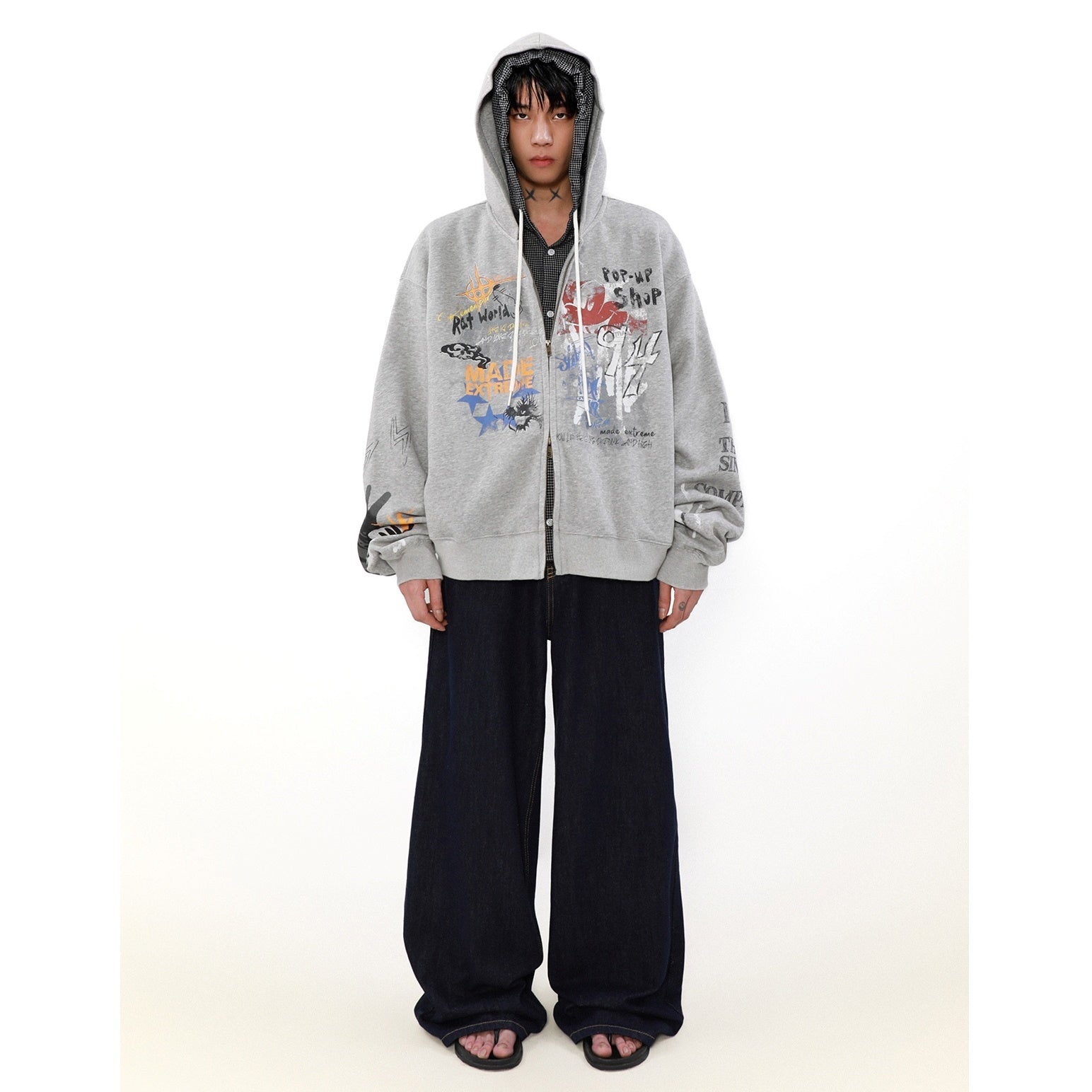 Street Graffiti Zip Hooded Parka MB7082