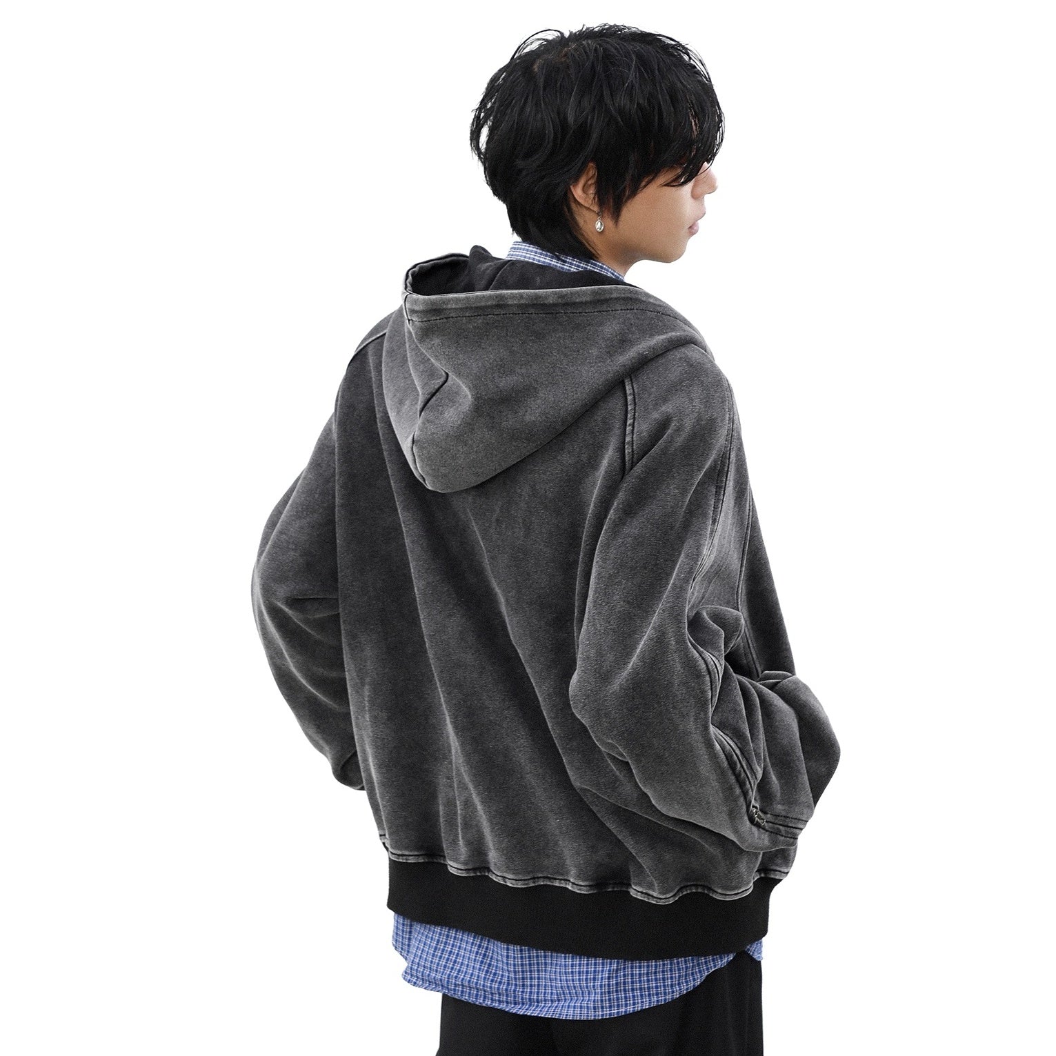 Washed Hooded Zipper Jacket MB7331