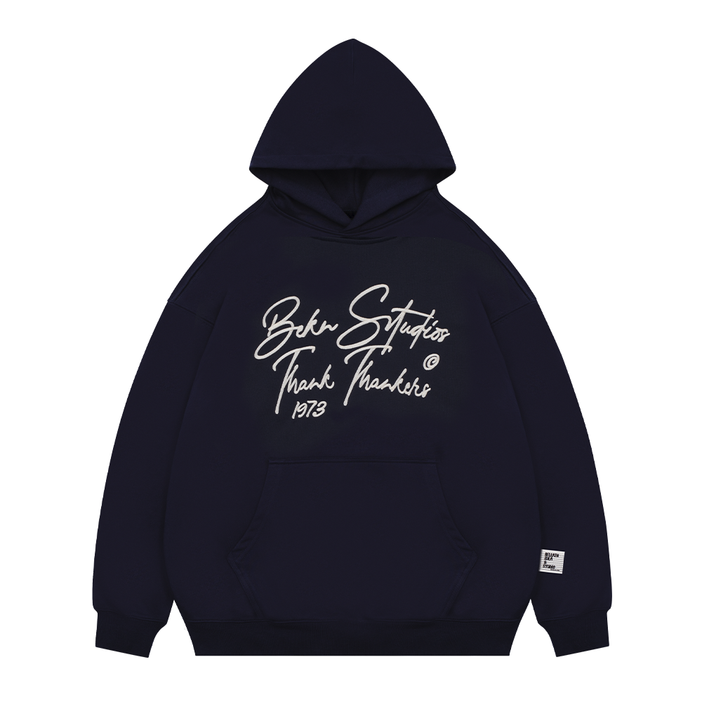 Letter Embroidered Print Hoodie BI2003
