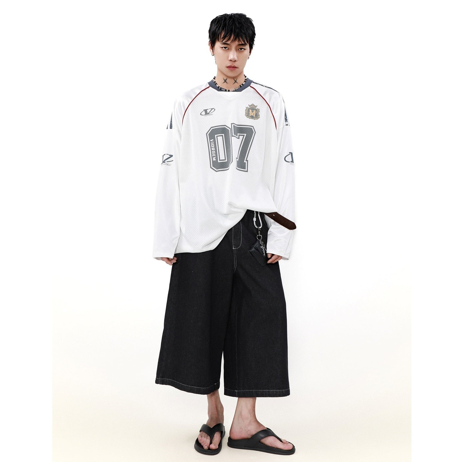 Loose Mesh Print Long Sleeve T-Shirt MB7094