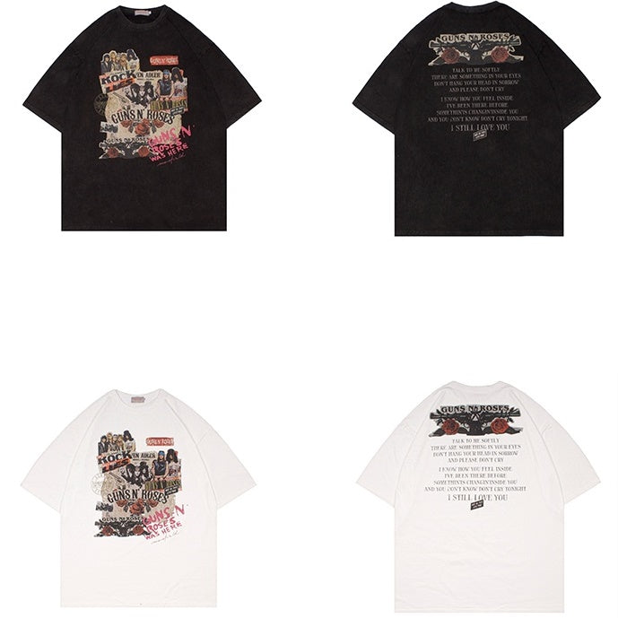 Wash Old Style Rock Print T-shirt MR002