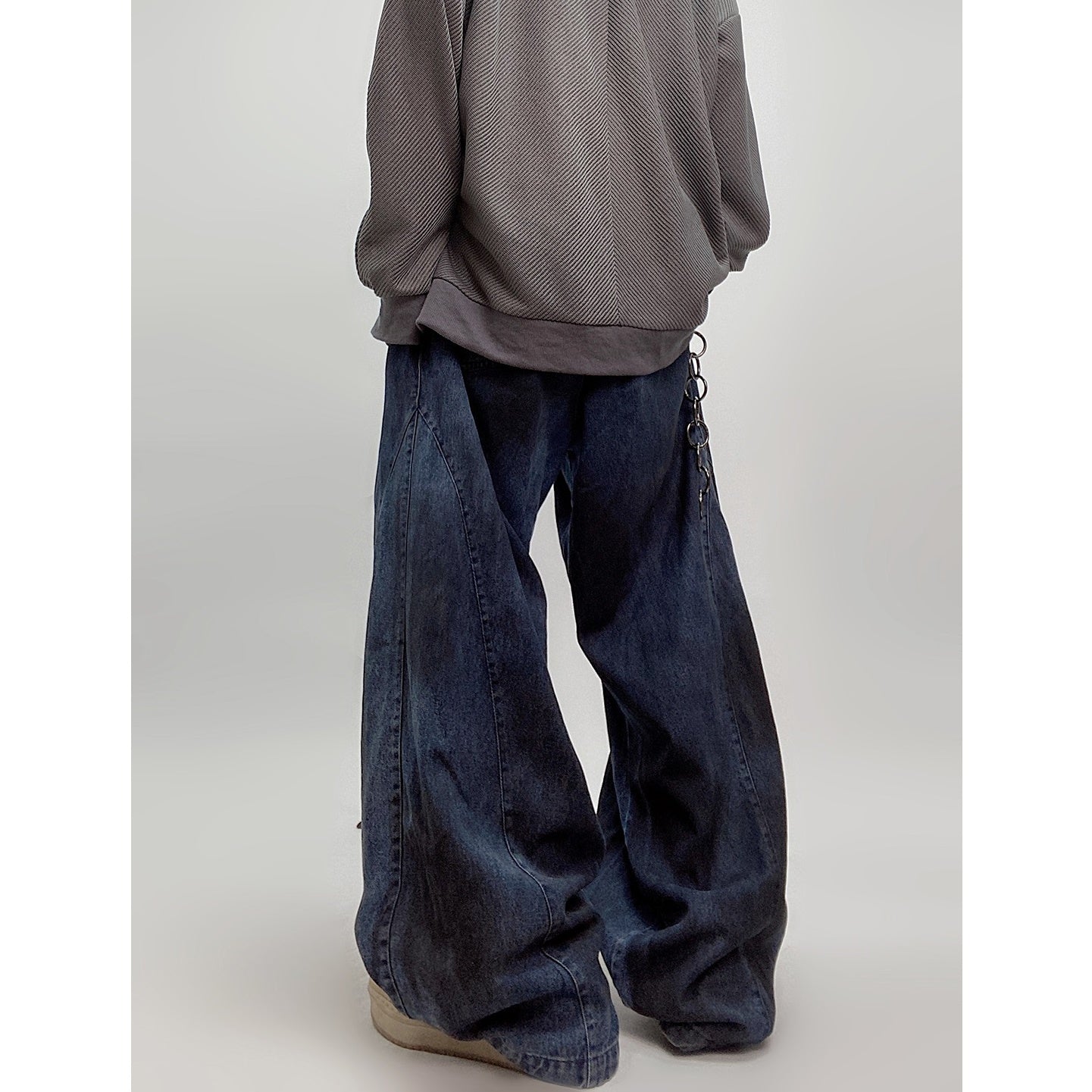 Washed Mud Dyed Distressed Wide-Leg Jeans UU7023