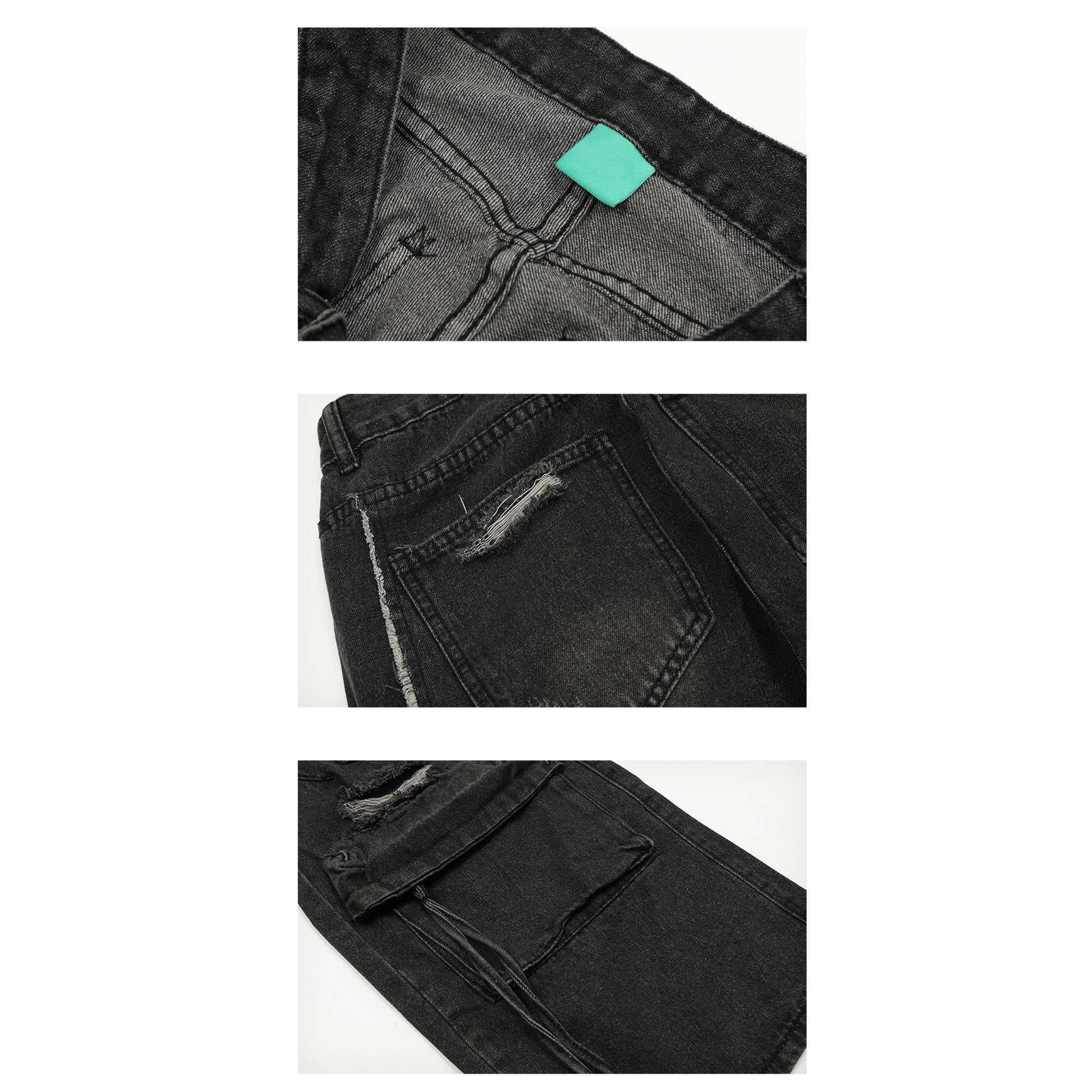 Ripped Loose Straight Cargo Jeans MR052