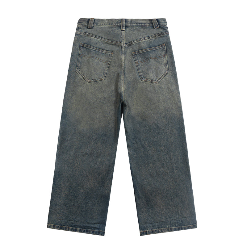 Washed Loose Straight Jeans BI2029