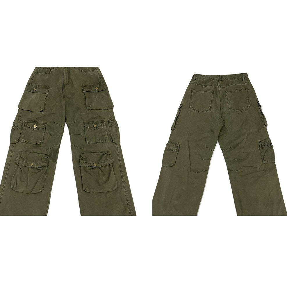 Fat Loose Straight Cargo Pants FT8001