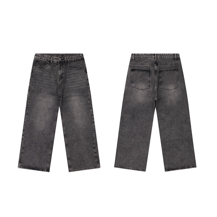 Washed Loose Straight Jeans BI2014