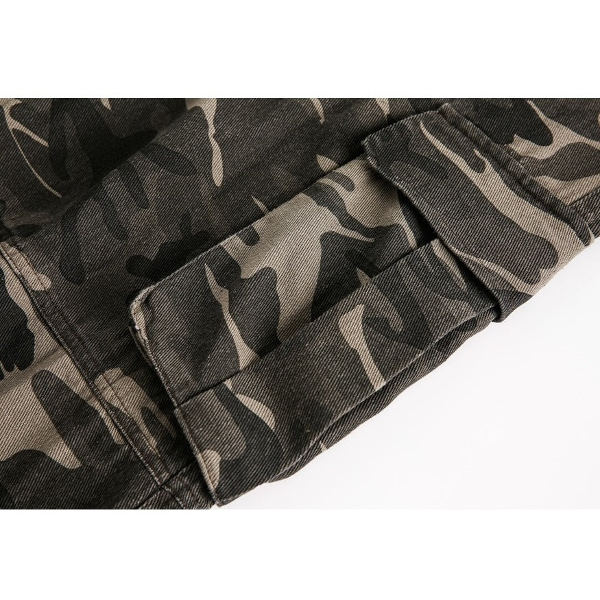 Camouflage Straight Switching Cargo Pants MB7184
