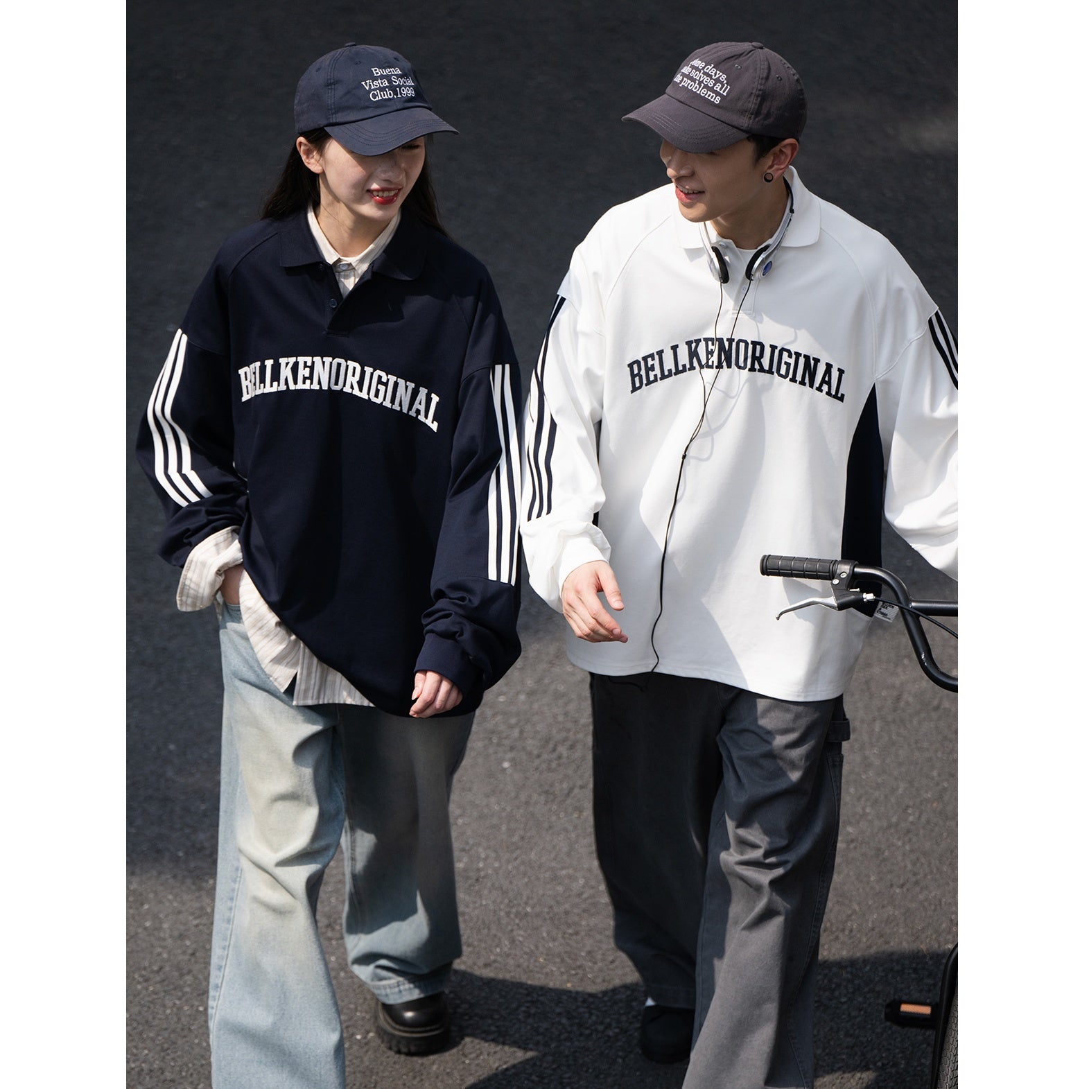 Three-bar Embroidered Long Sleeve Polo Shirt BI2018