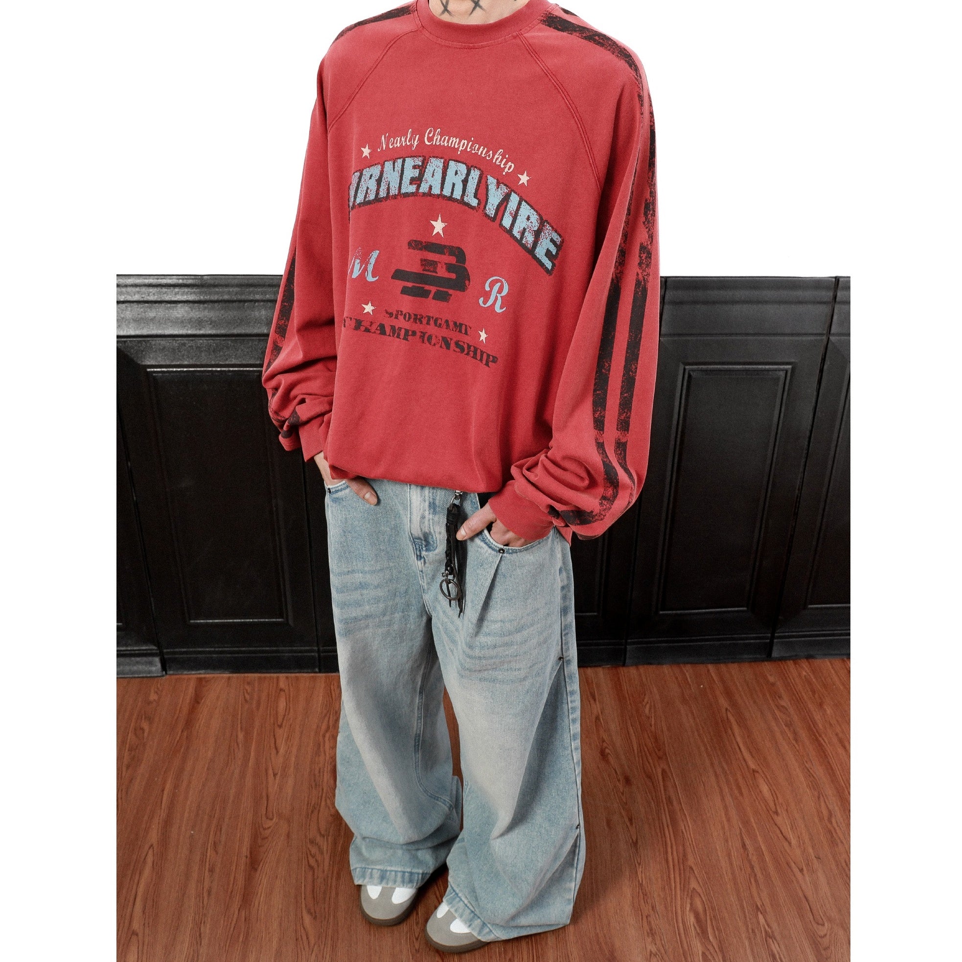 Letter Print Oversize Long Sleeve T-Shirt MB7316