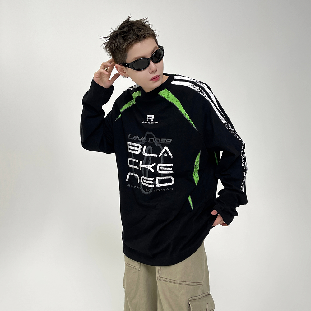 Stitching Contrasting Print Long Sleeve T-shirt EAT082