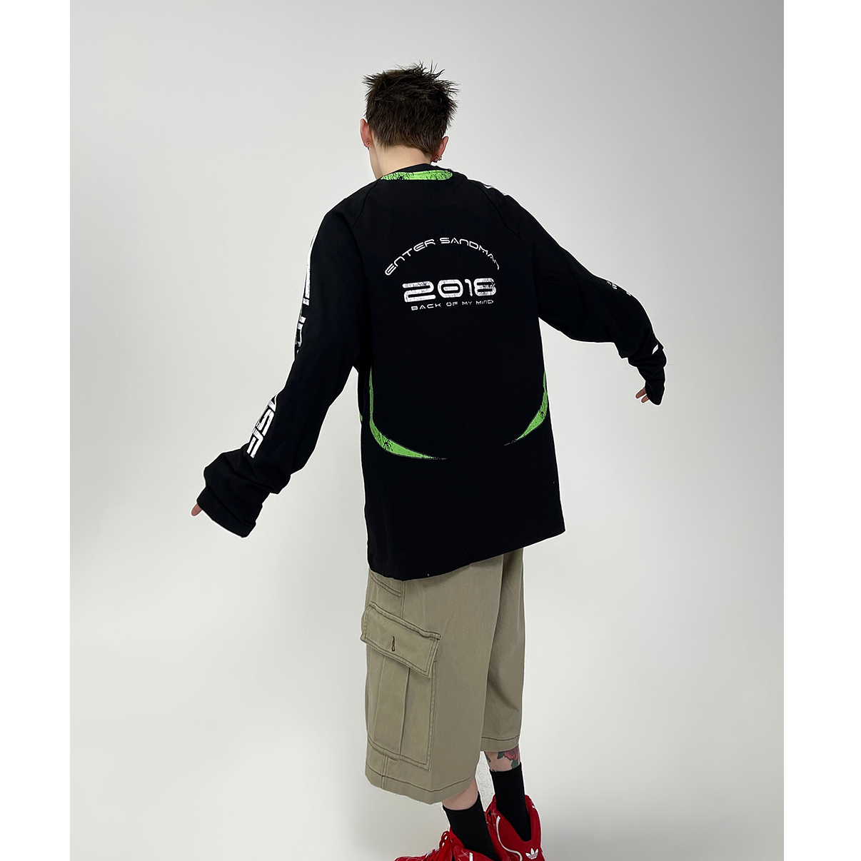 Stitching Contrasting Print Long Sleeve T-shirt EAT082