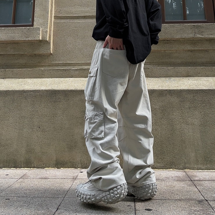 Fat Loose Straight Cargo Pants FT8001