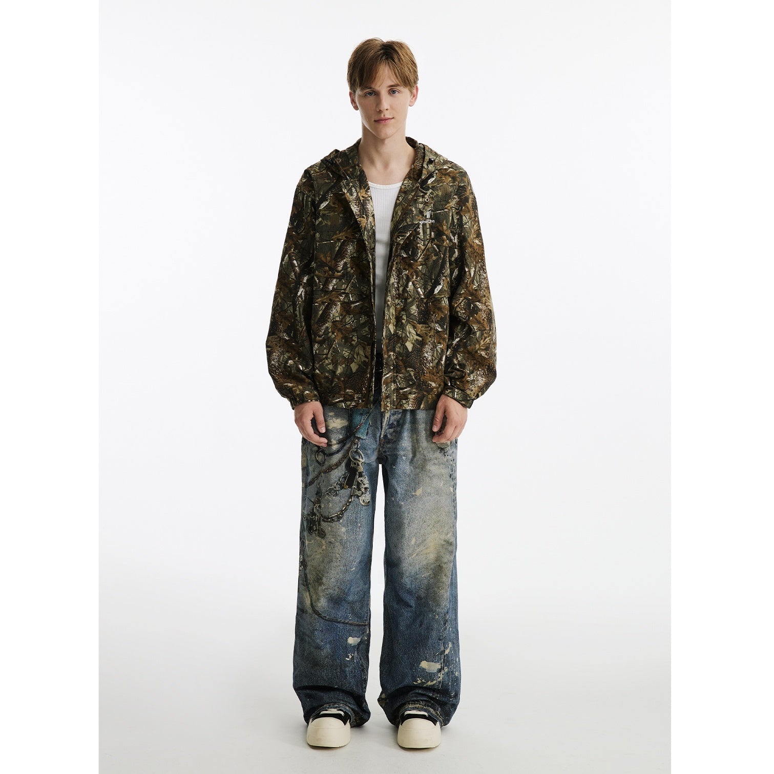 Camouflage Leaf Pattern Loose Hooded Jacket MB7177
