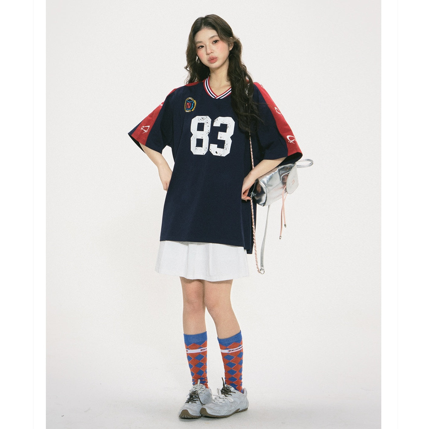 Contrast Stitching V-Neck T-Shirt NA7012