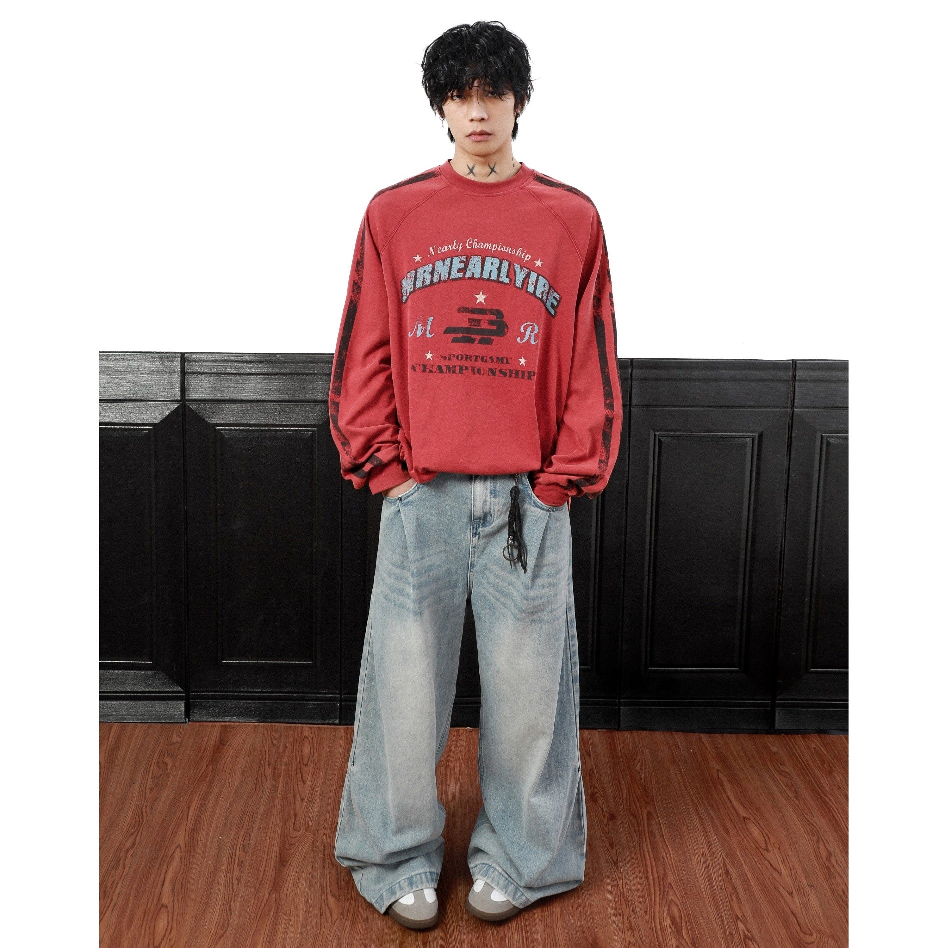 Letter Print Oversize Long Sleeve T-Shirt MB7316