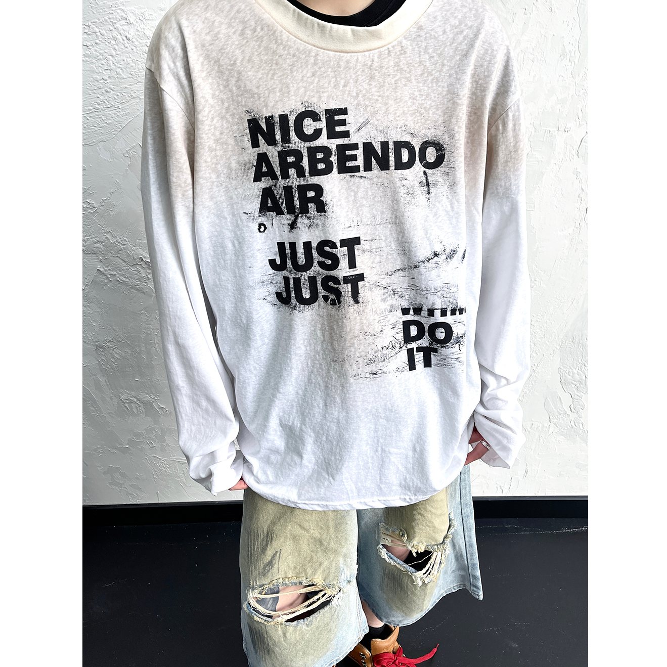 Letter Print Tie-dye Long Sleeve T-shirt EAT092
