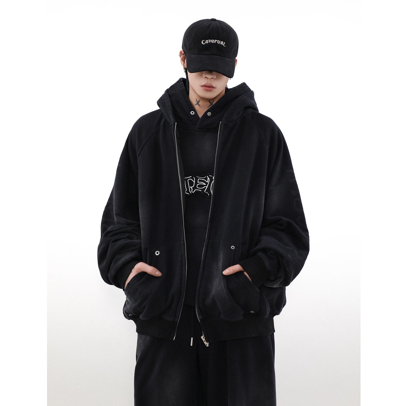 【上下別売り】Vintage Mud Dyed Distressed ZIP-Up Hooded Sweat MR027
