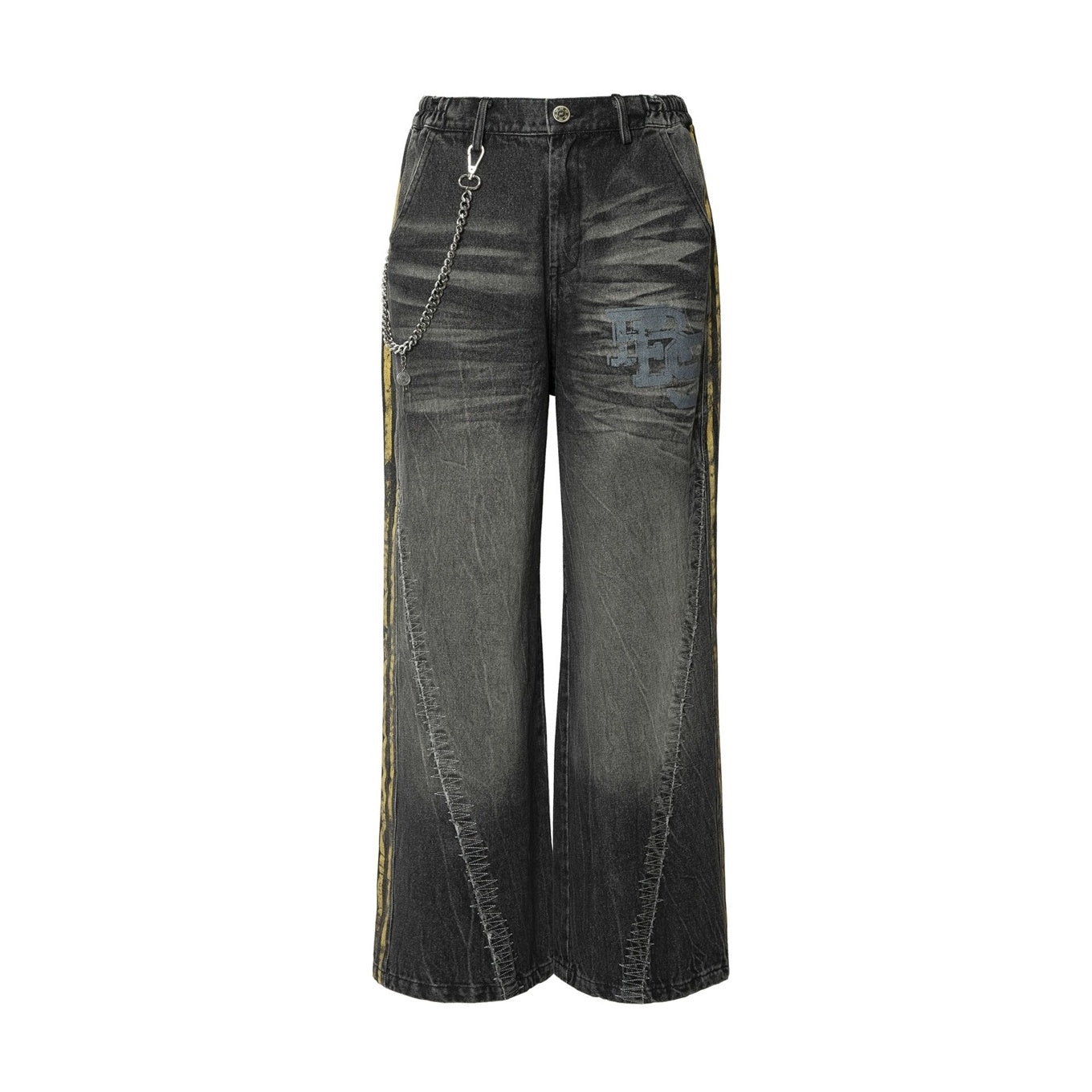 Three-bar Washed Loose Straight Jeans EAT080
