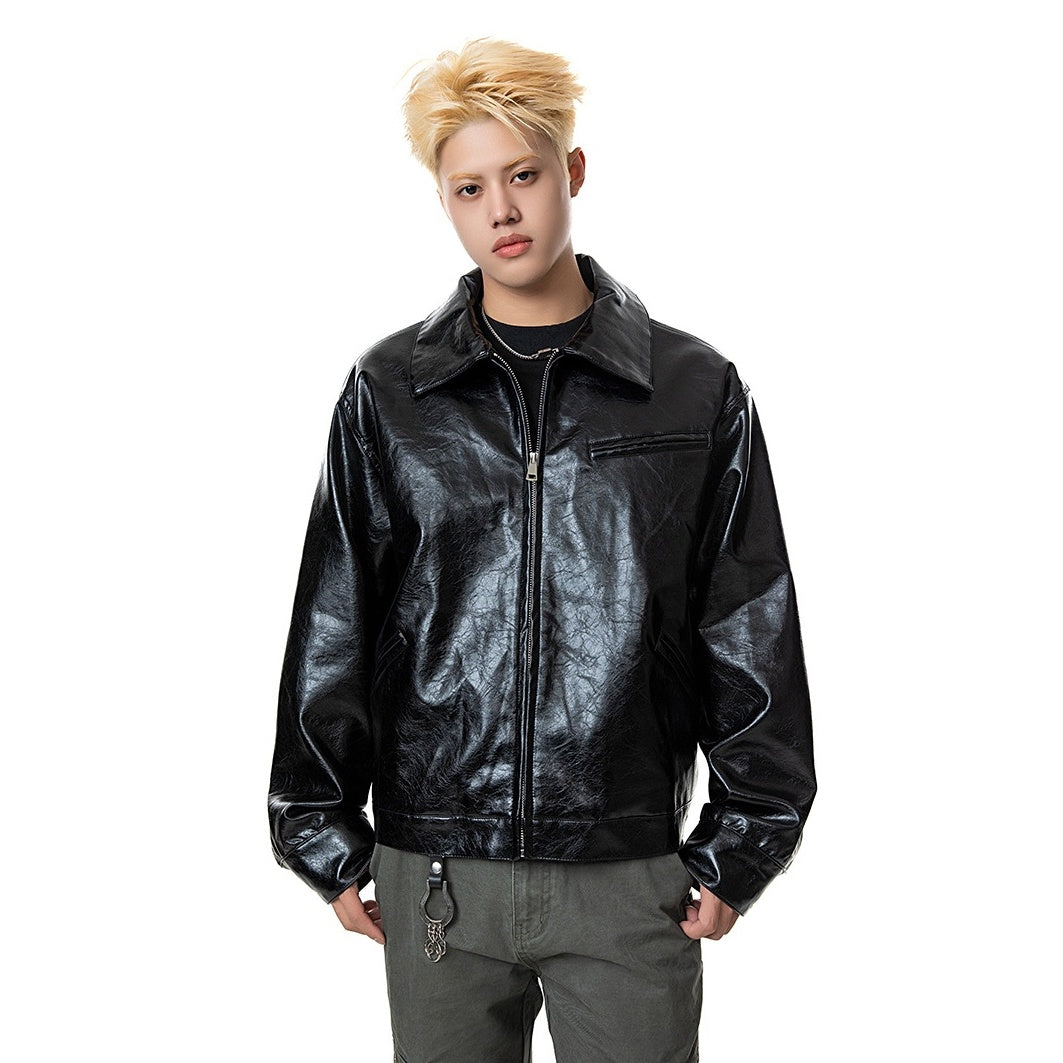 Print Portrait PU Leather Jacket MB7340