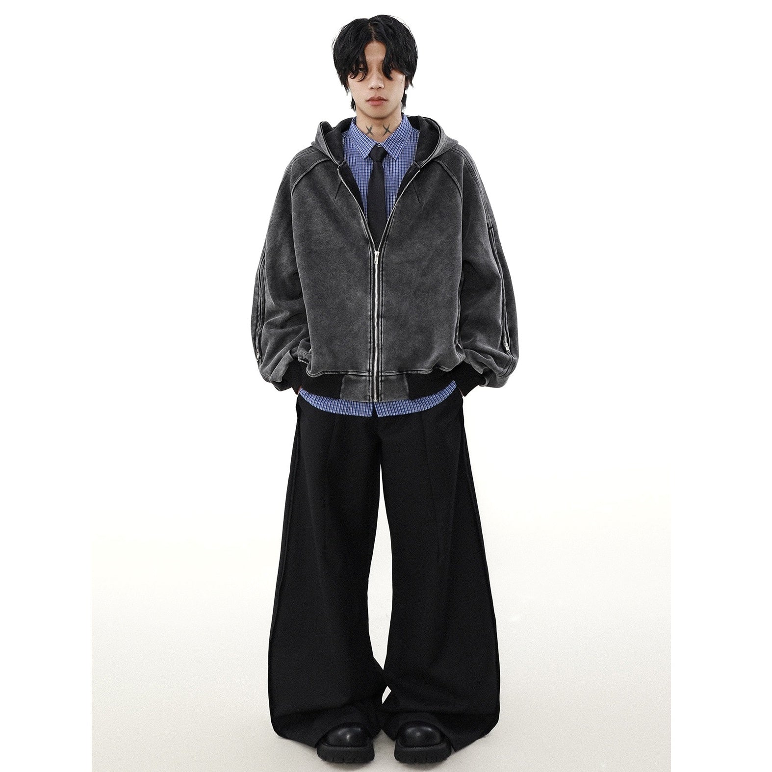 Washed Hooded Zipper Jacket MB7331