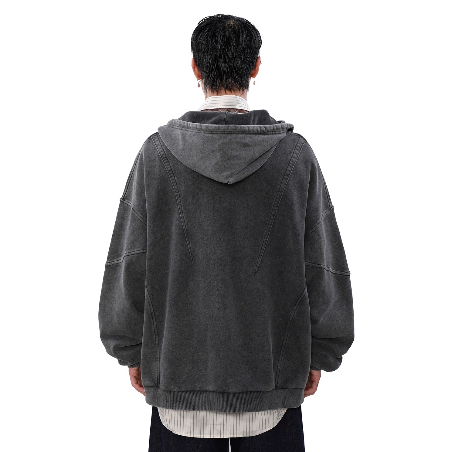 Heavyweight Stitched Design Zip-up Hooded Sweat MB7020