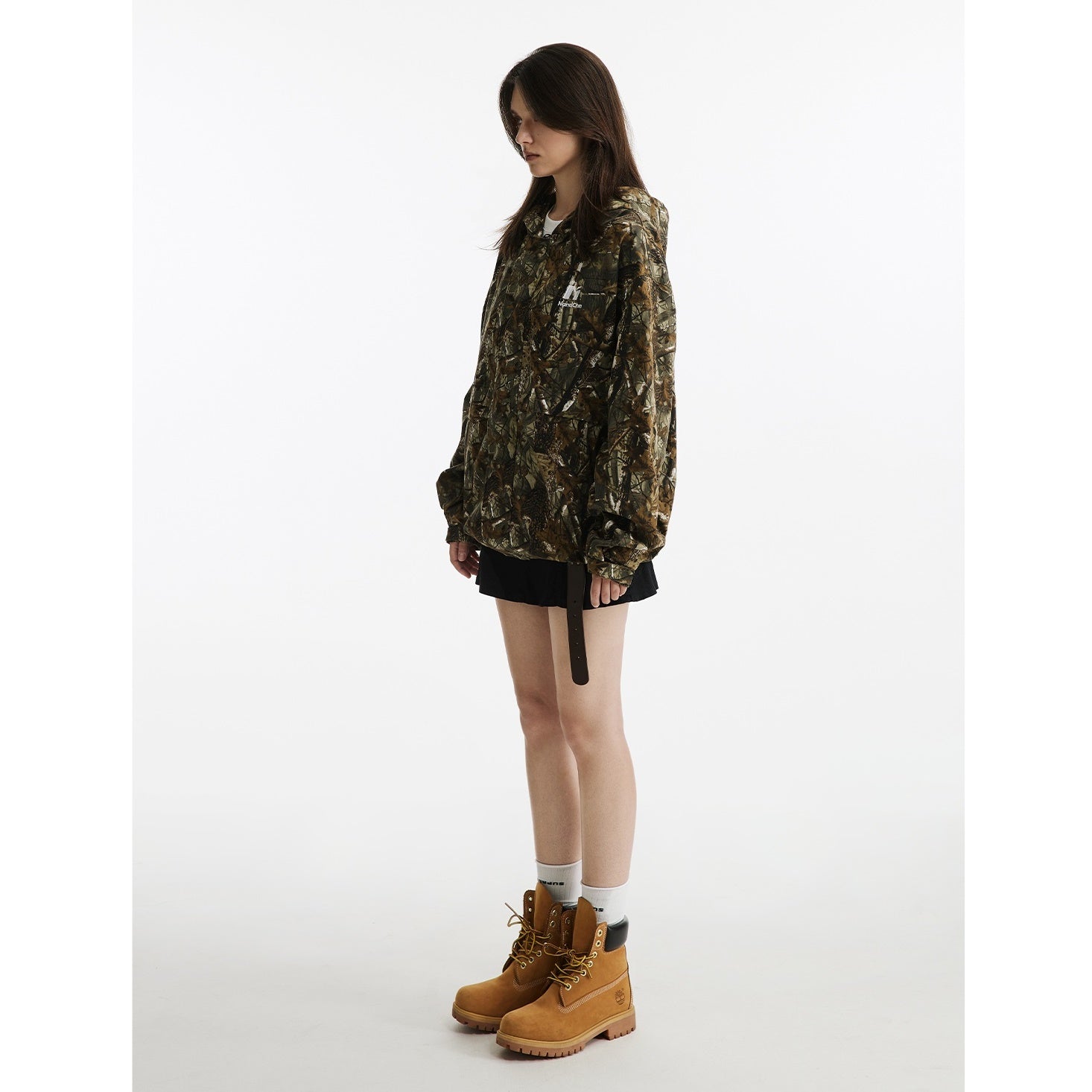Camouflage Leaf Pattern Loose Hooded Jacket MB7177