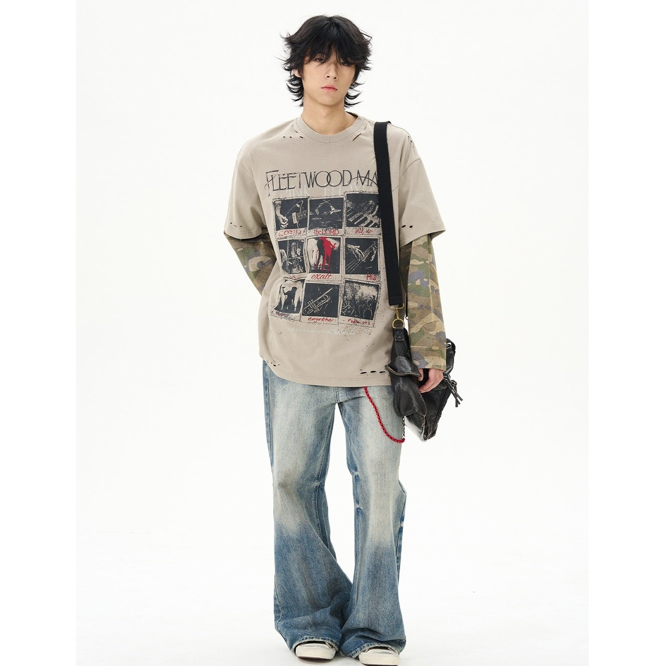 Fake Layered Graphic Long-sleeved T-shirt MB7347