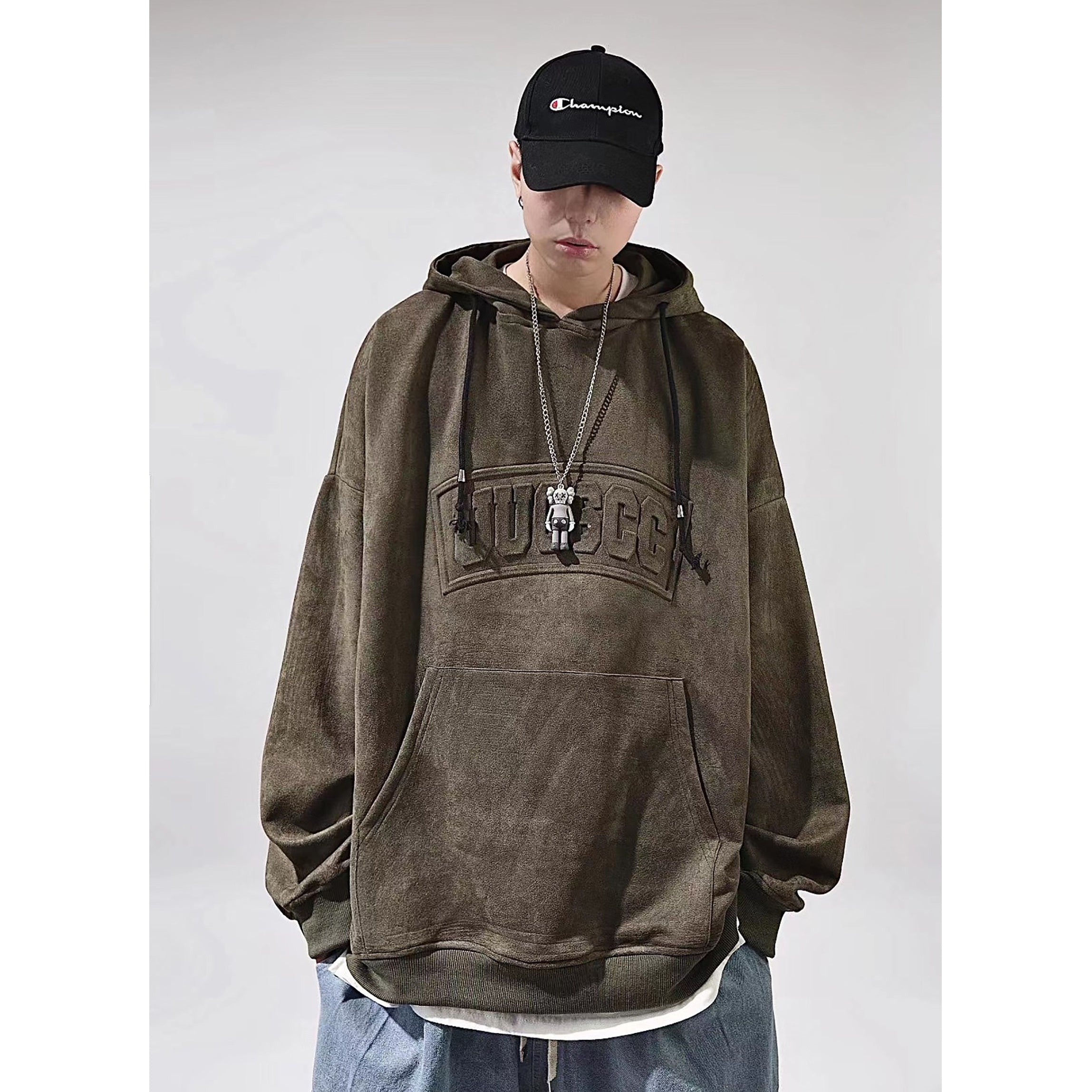 Letter-embossed Oversize Hoodie UU7003