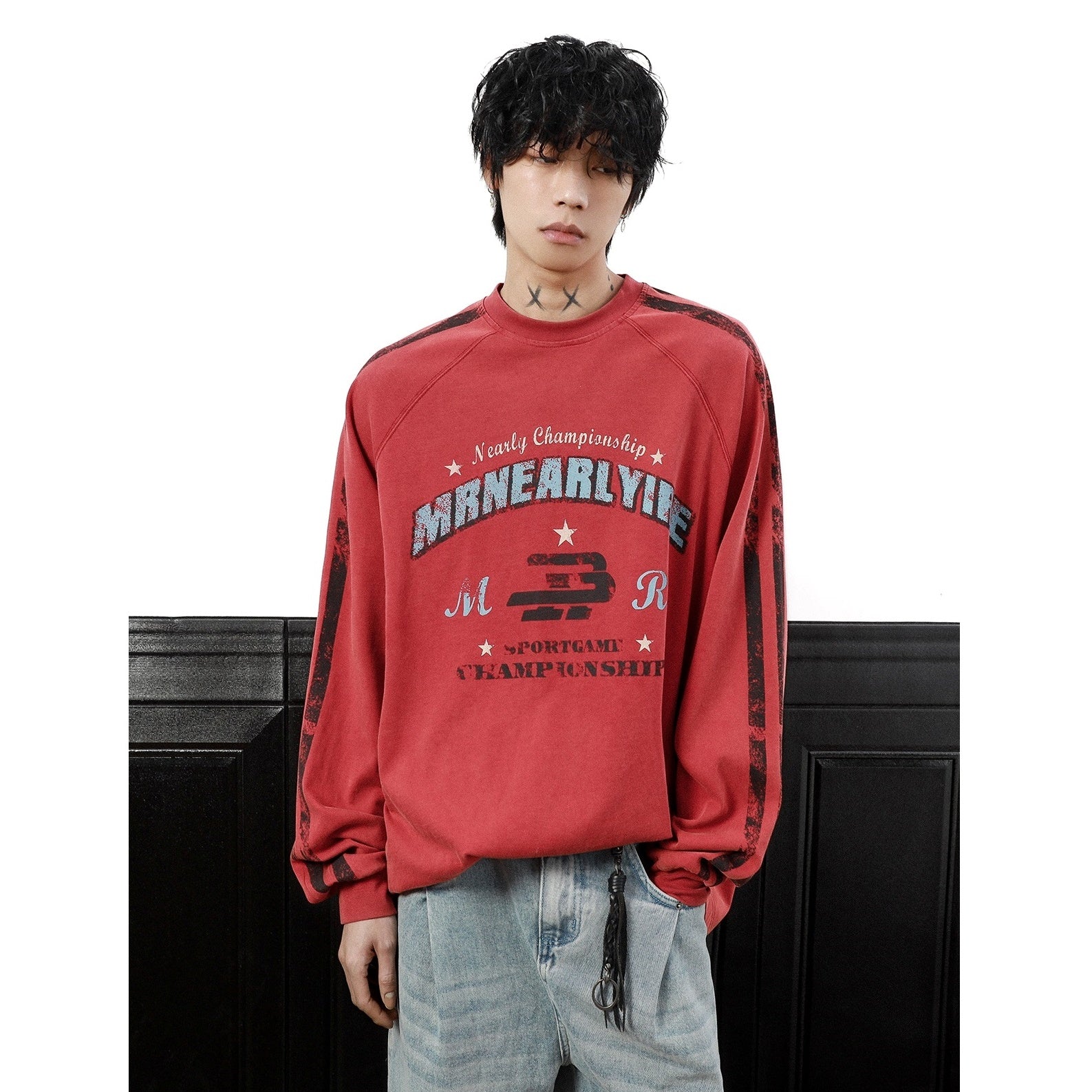 Letter Print Oversize Long Sleeve T-Shirt MB7316