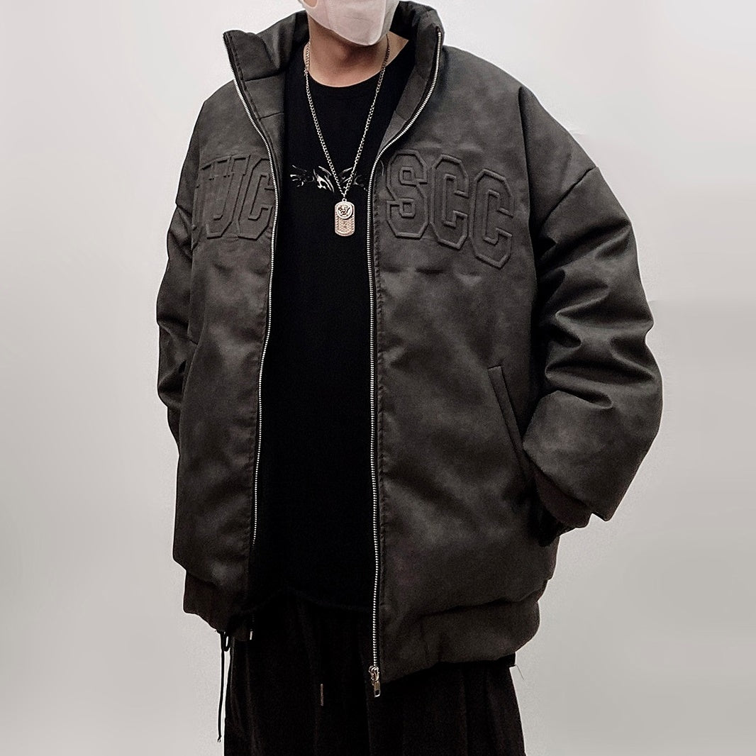 Emboss Logo PU Leather Down Jacket UU7011