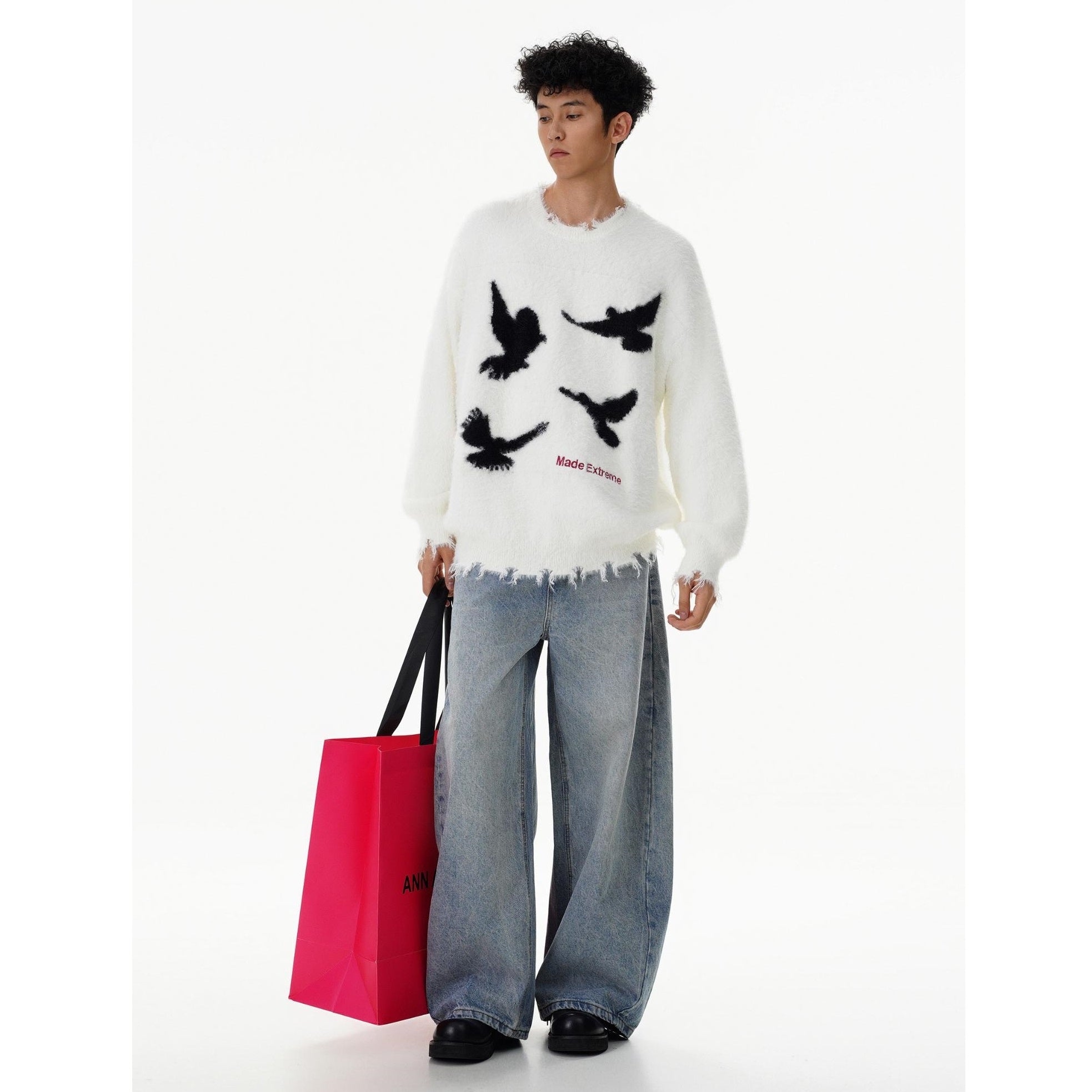 Dove Of Peace Fluffy Knitted Sweater MB7281