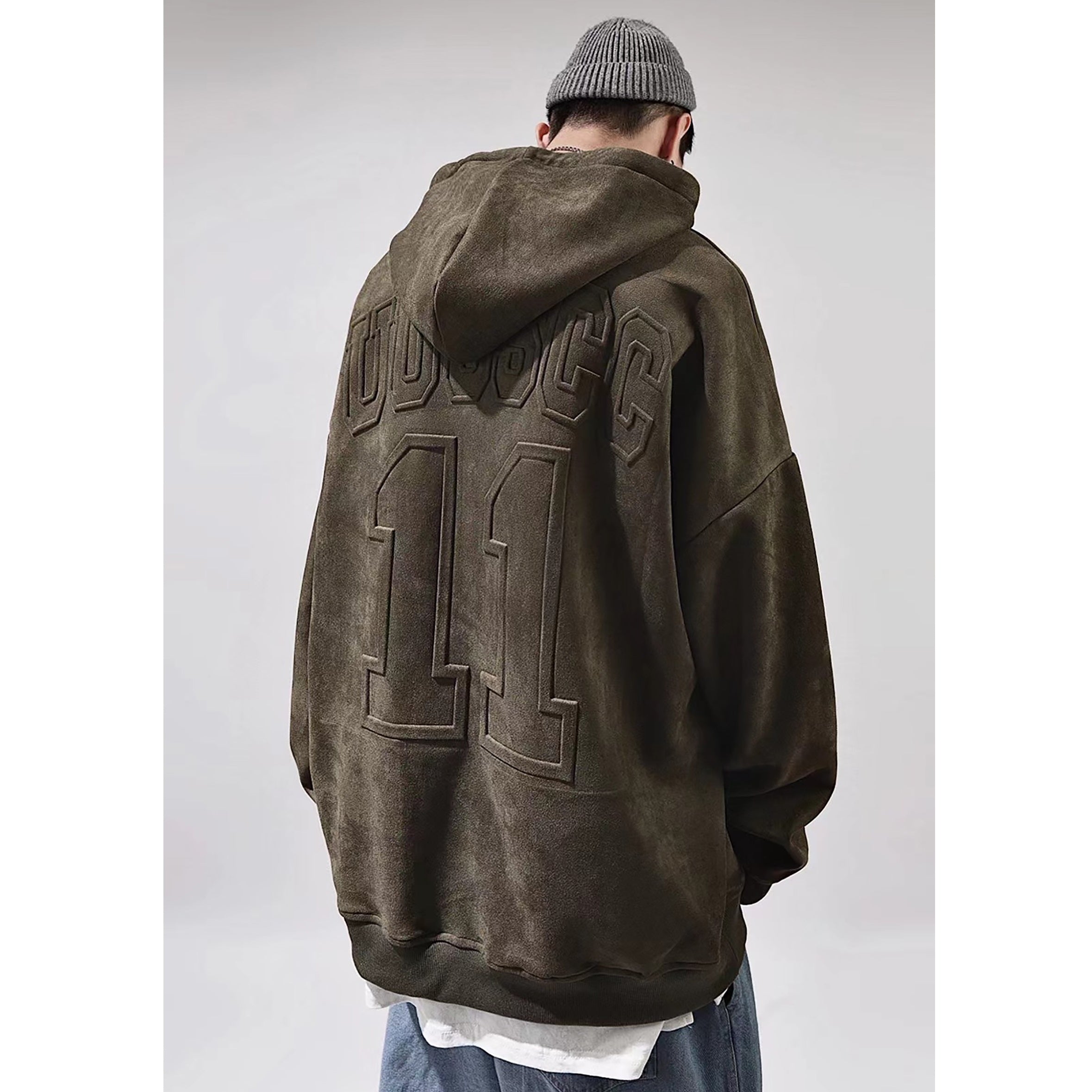 Letter-embossed Oversize Hoodie UU7003