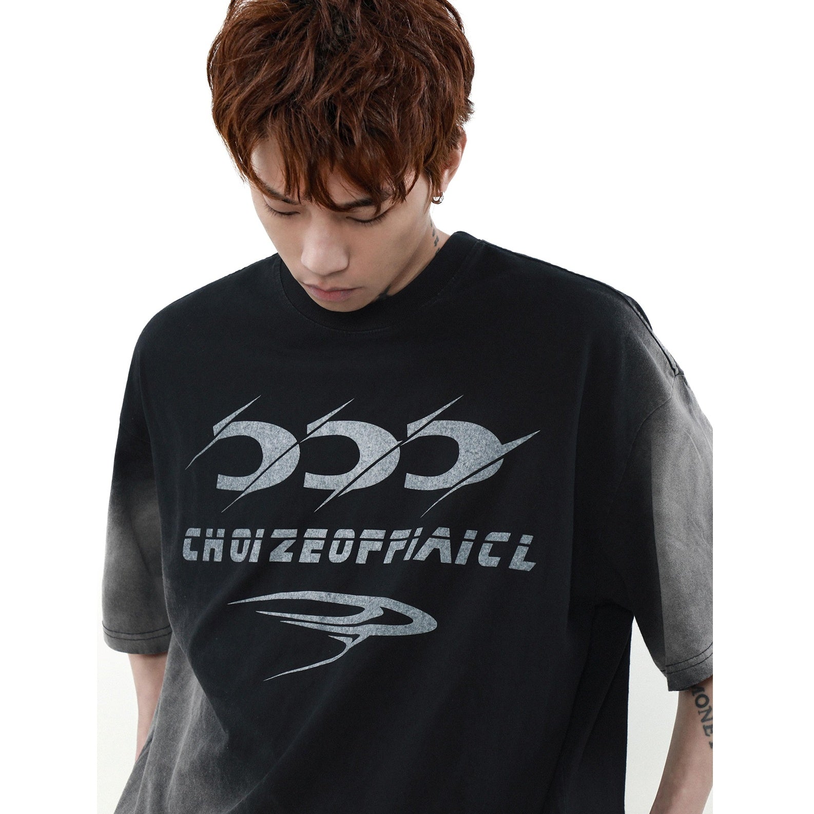 Wash Gradient Letter T-Shirt MR009