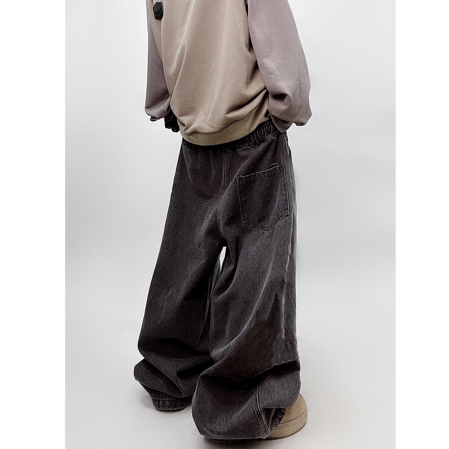 Logo Washed Ripped Wide Jeans UU7018