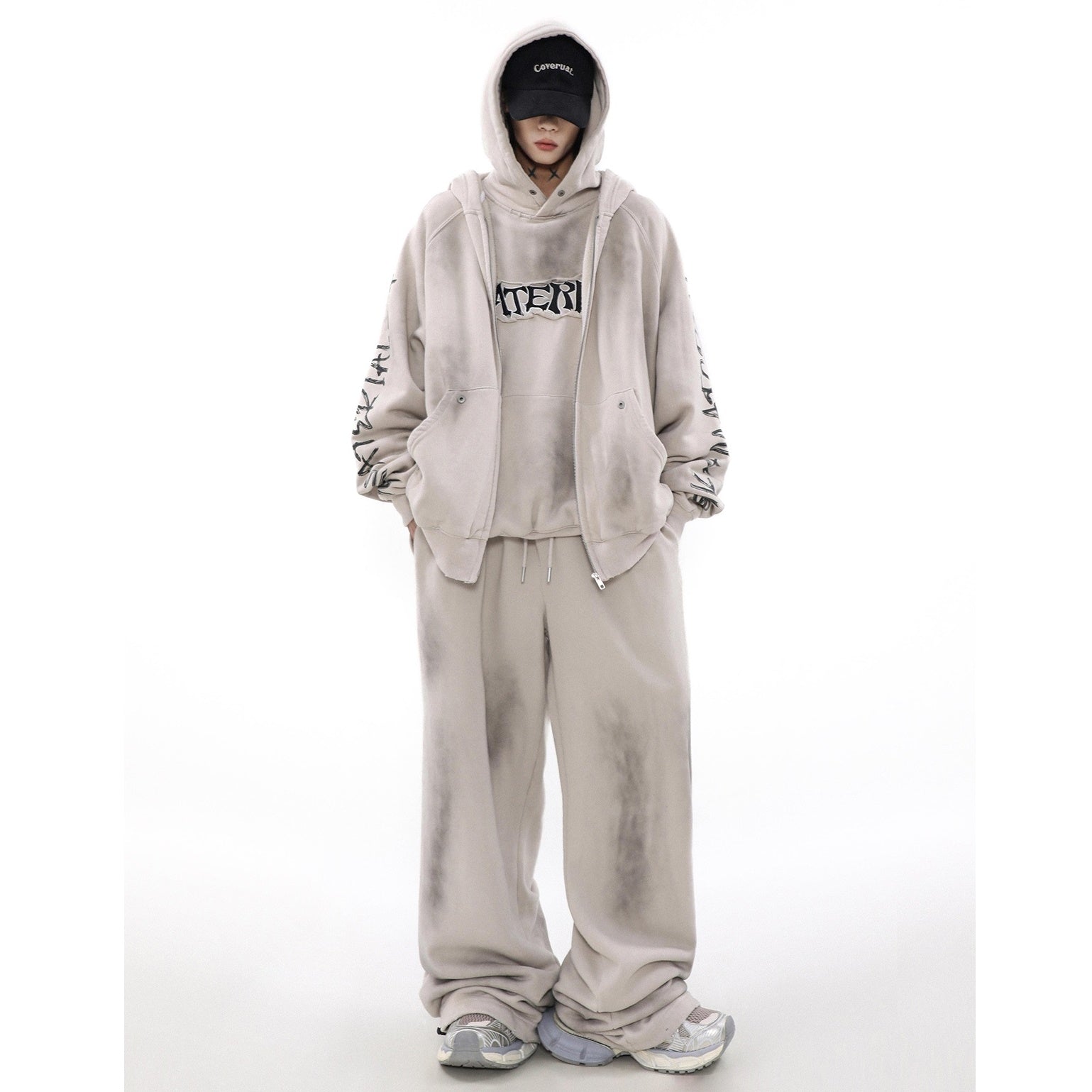 【上下別売り】Vintage Mud Dyed Distressed ZIP-Up Hooded Sweat MR027