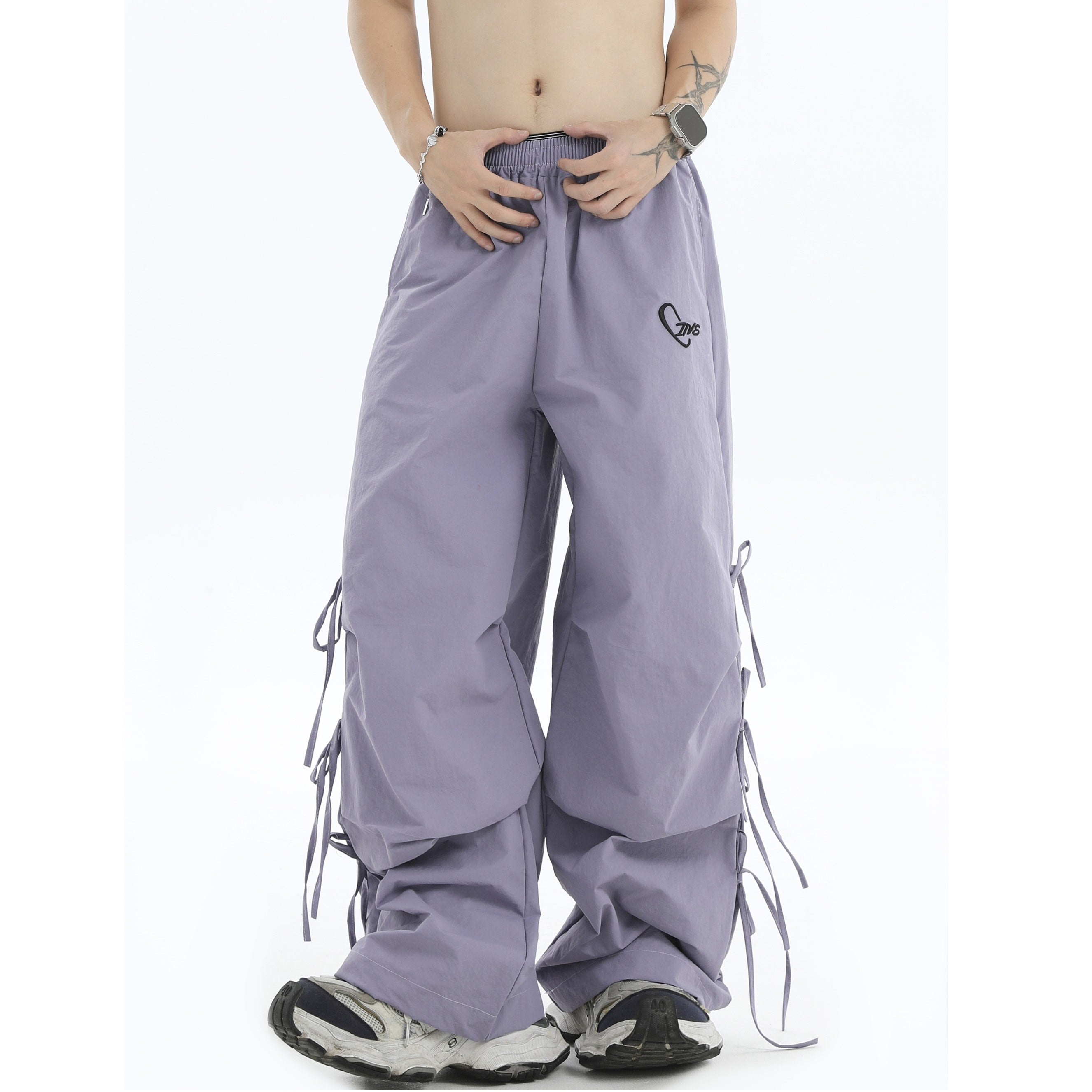 Logo Embroidery Side Bow Casual Pants IN7045