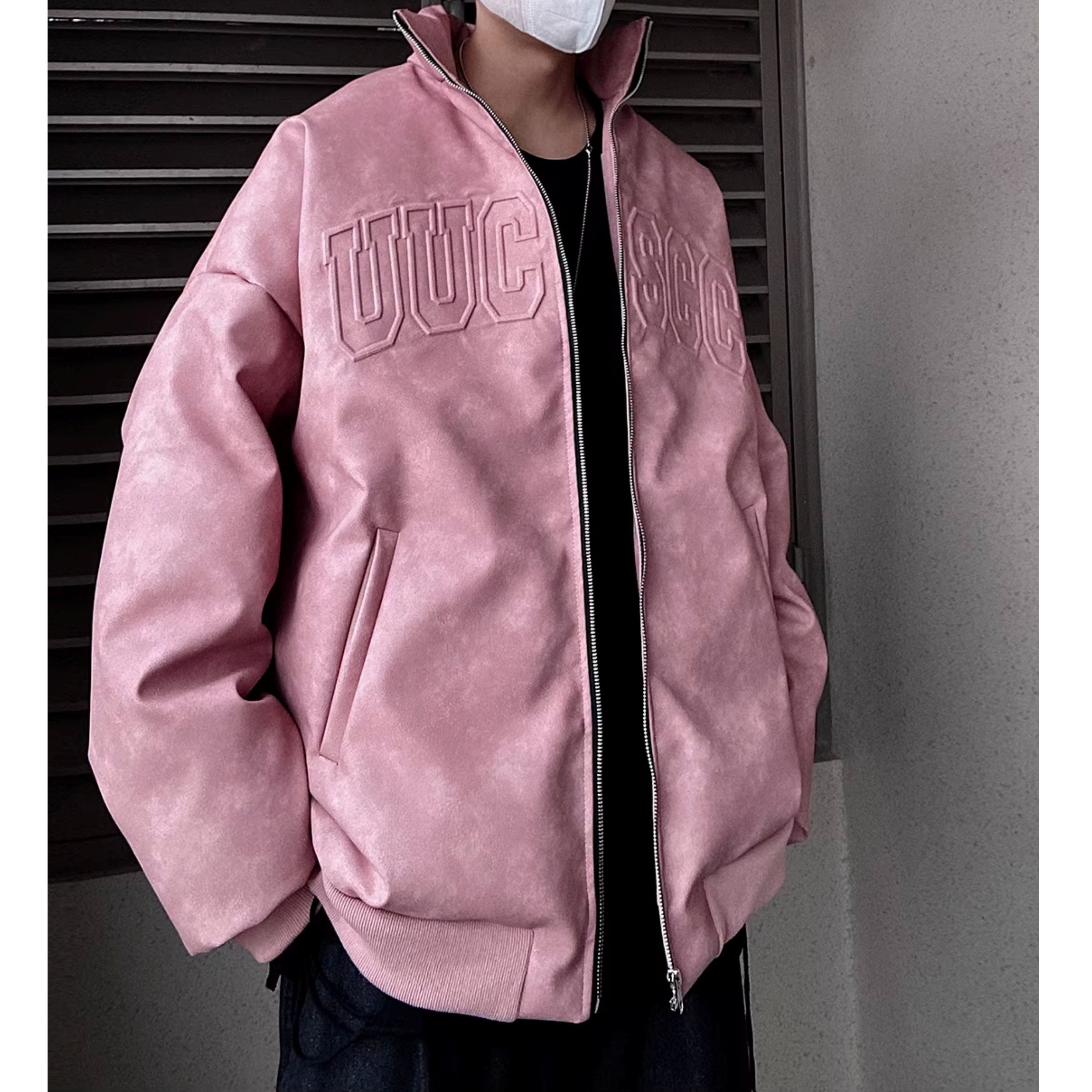 Emboss Logo PU Leather Down Jacket UU7011