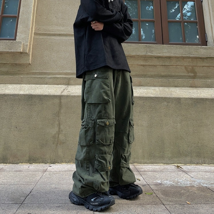Fat Loose Straight Cargo Pants FT8001