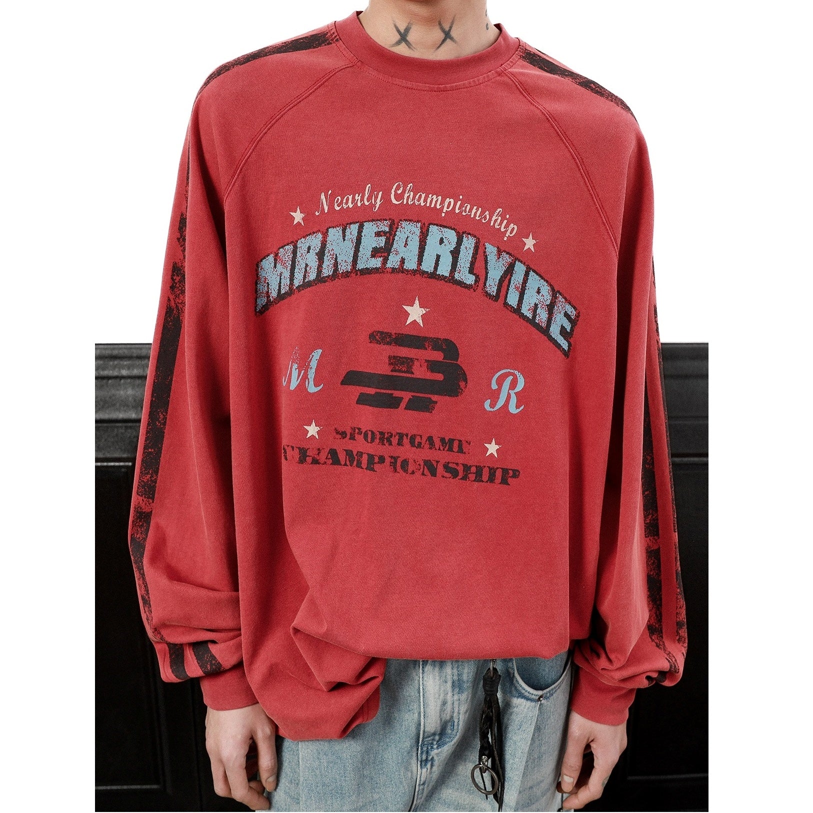 Letter Print Oversize Long Sleeve T-Shirt MB7316