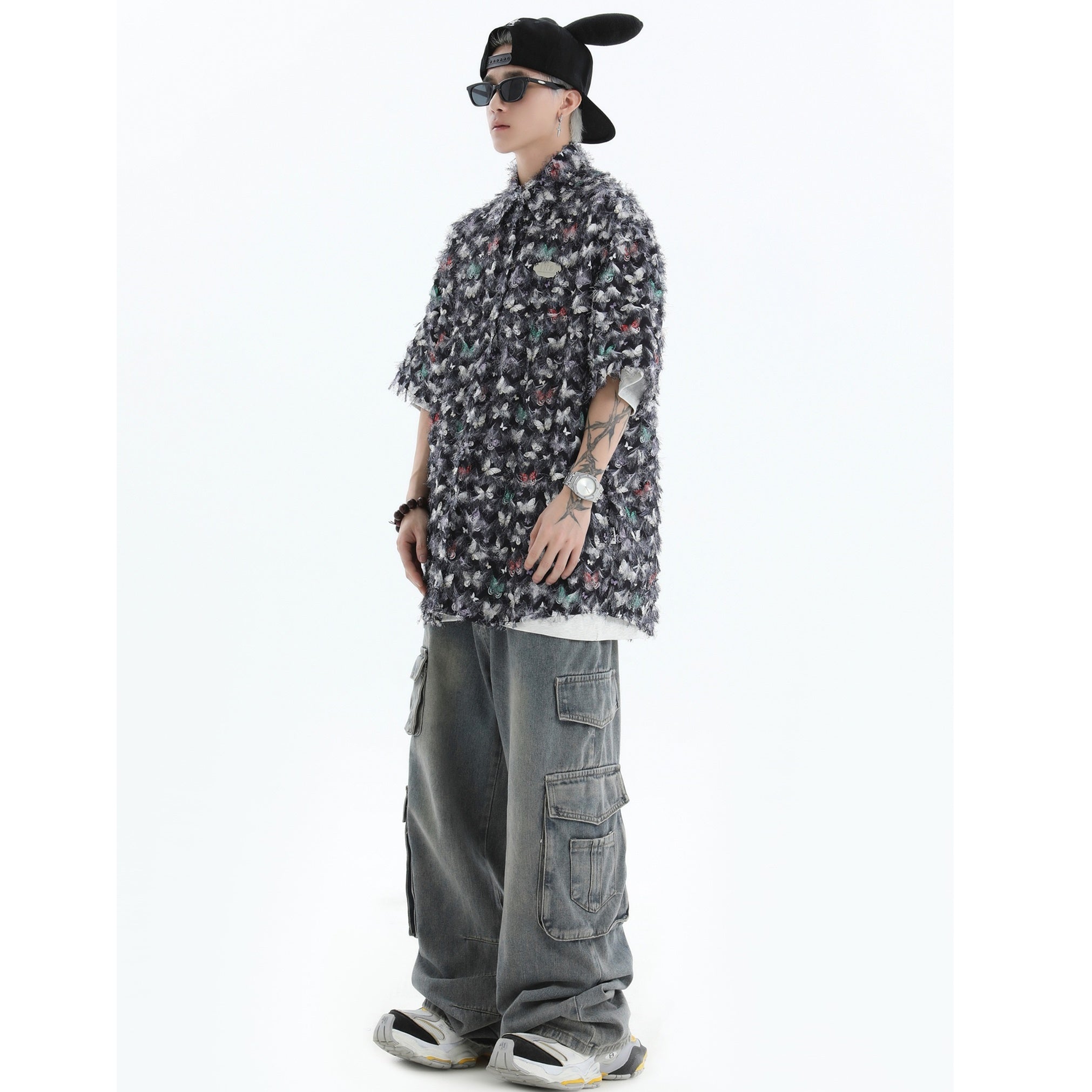 Shaggy Touch Butterfly Short Sleeve Shirt IN7035