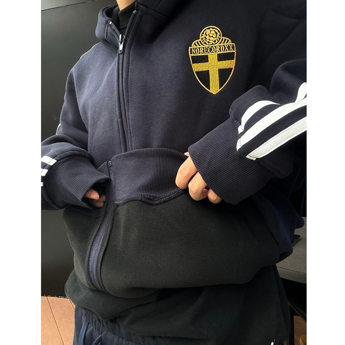 【上下別売り】Three-Bar Loose Casual Zip-up Hooded Parka ＆ Sweat Pants MB7167