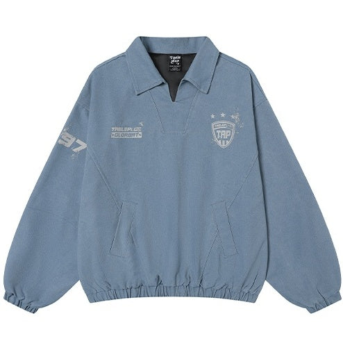Polo Collar College Style Loose Pullover MB7346