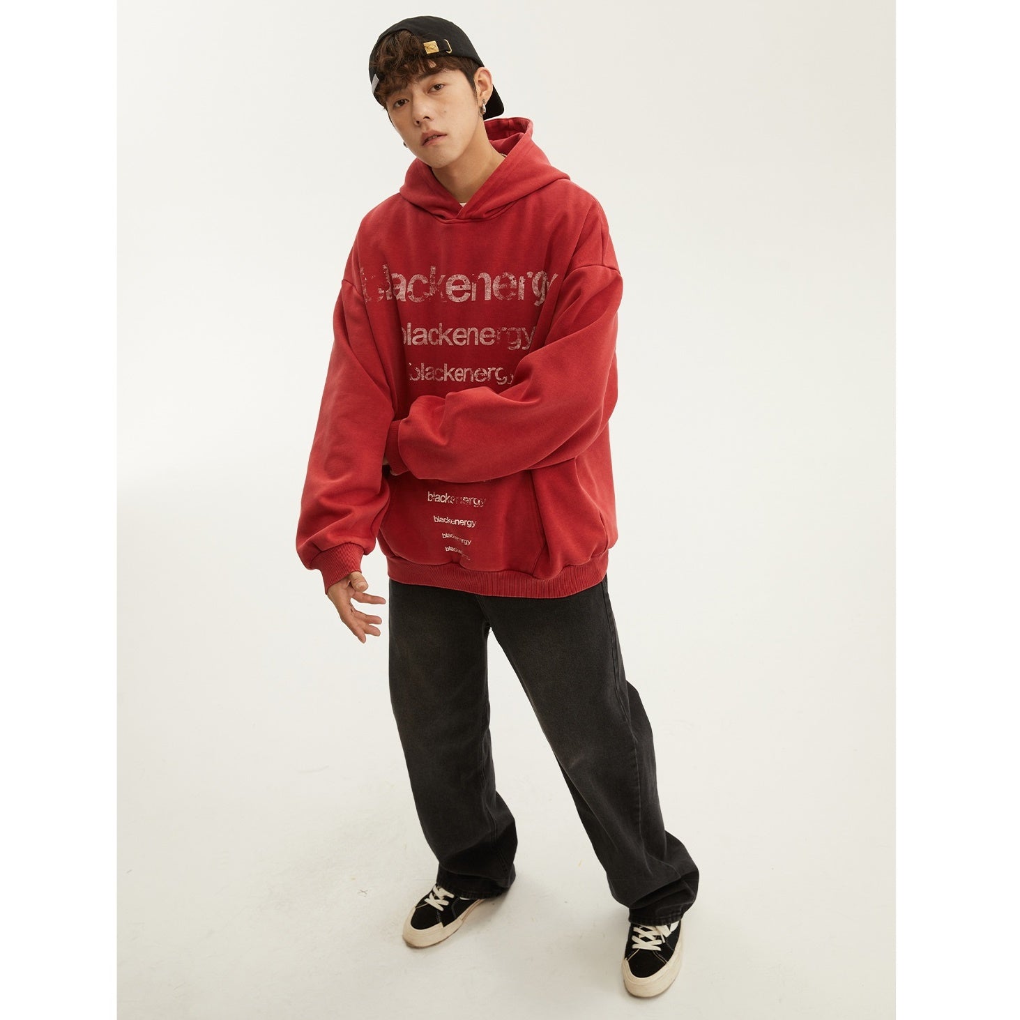 Distressed Letter Print Hoodie MB7105